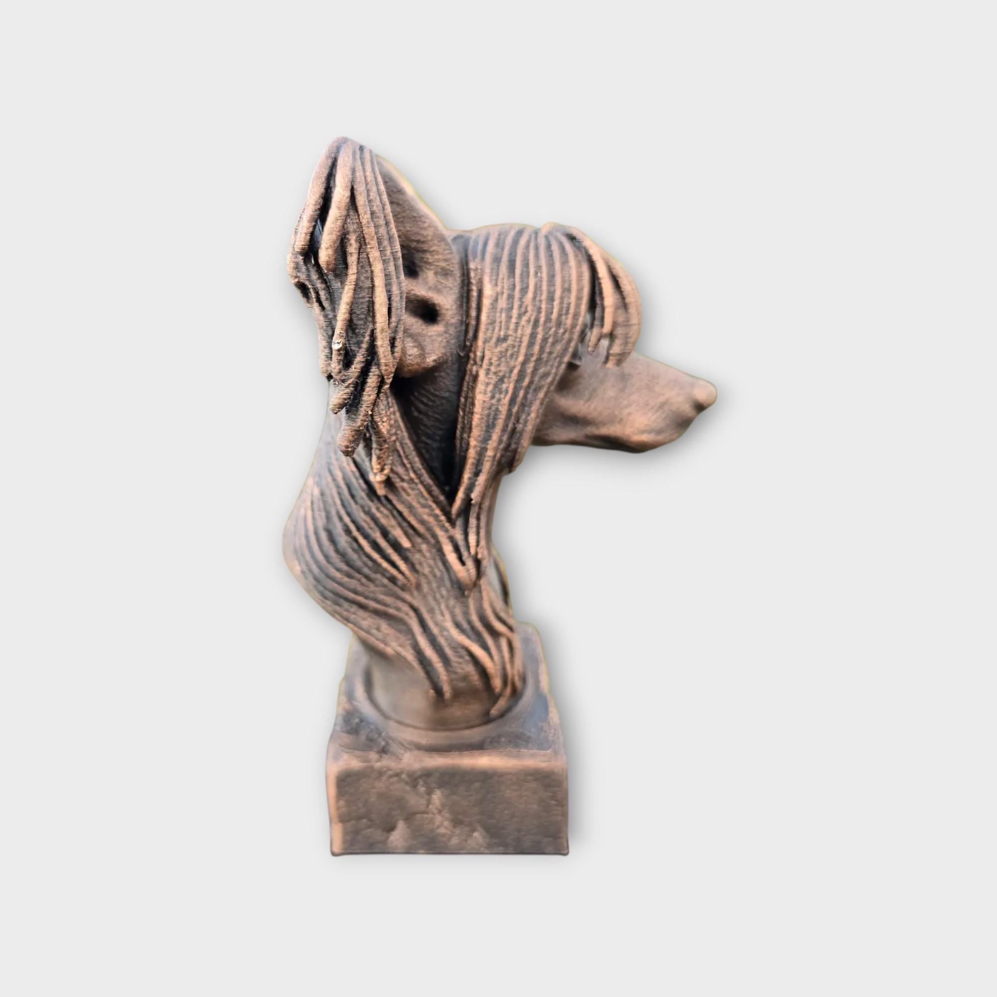 Bust of a chinese crested dog statue - home decor dog lover gift him her handpainted ornament