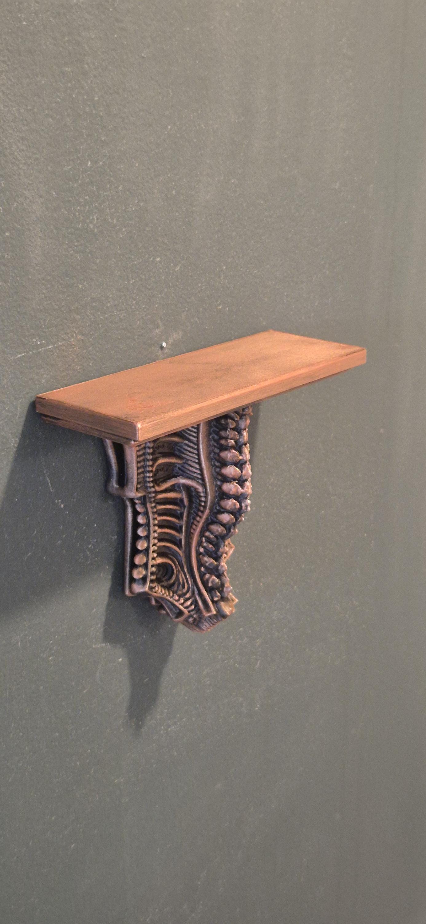 Alien Biomechanical Wall Shelf – H.R. Giger Style Gothic Wall Bracket – Sci-Fi Horror Home Decor