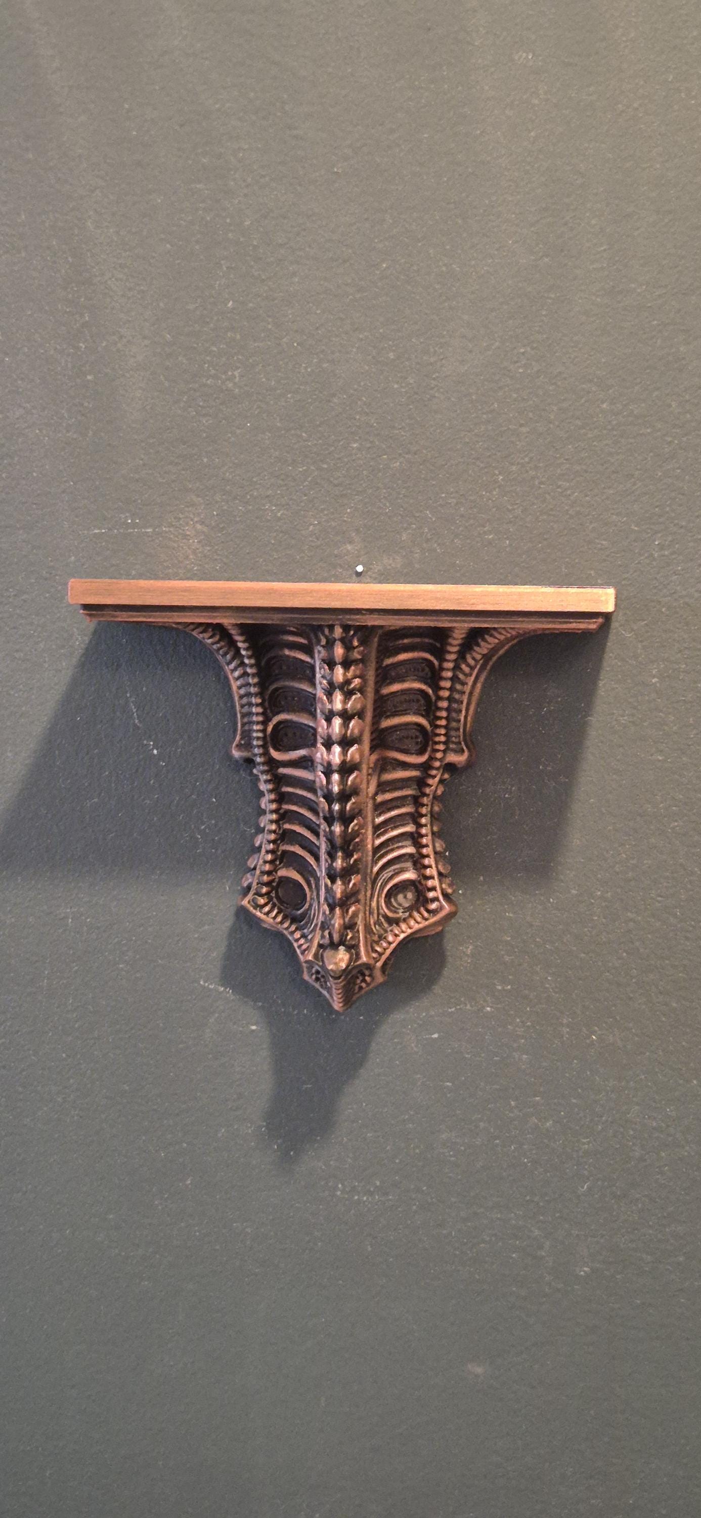 Alien Biomechanical Wall Shelf – H.R. Giger Style Gothic Wall Bracket – Sci-Fi Horror Home Decor
