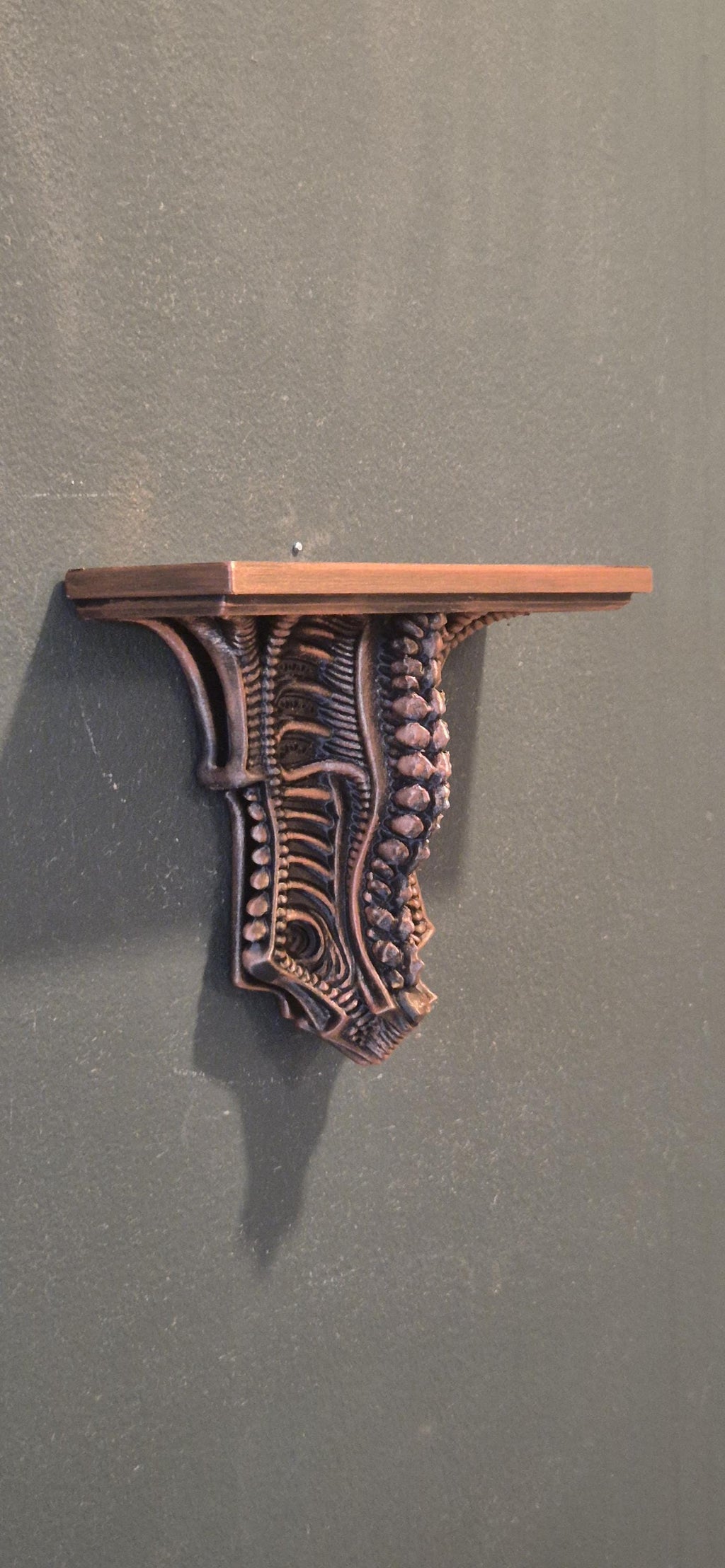 Alien Biomechanical Wall Shelf – H.R. Giger Style Gothic Wall Bracket – Sci-Fi Horror Home Decor