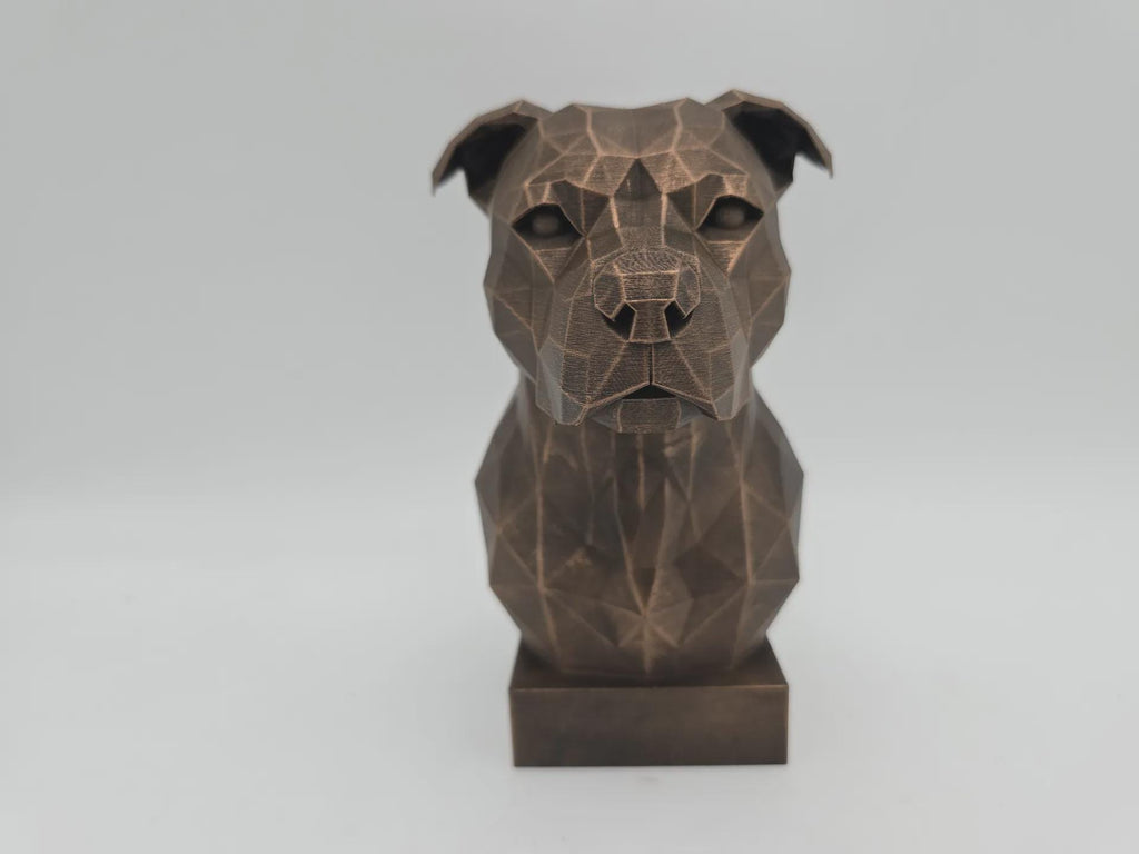 Bust of a staffordshire bull terrier dog statue - home decor dog lover handpainted ornament