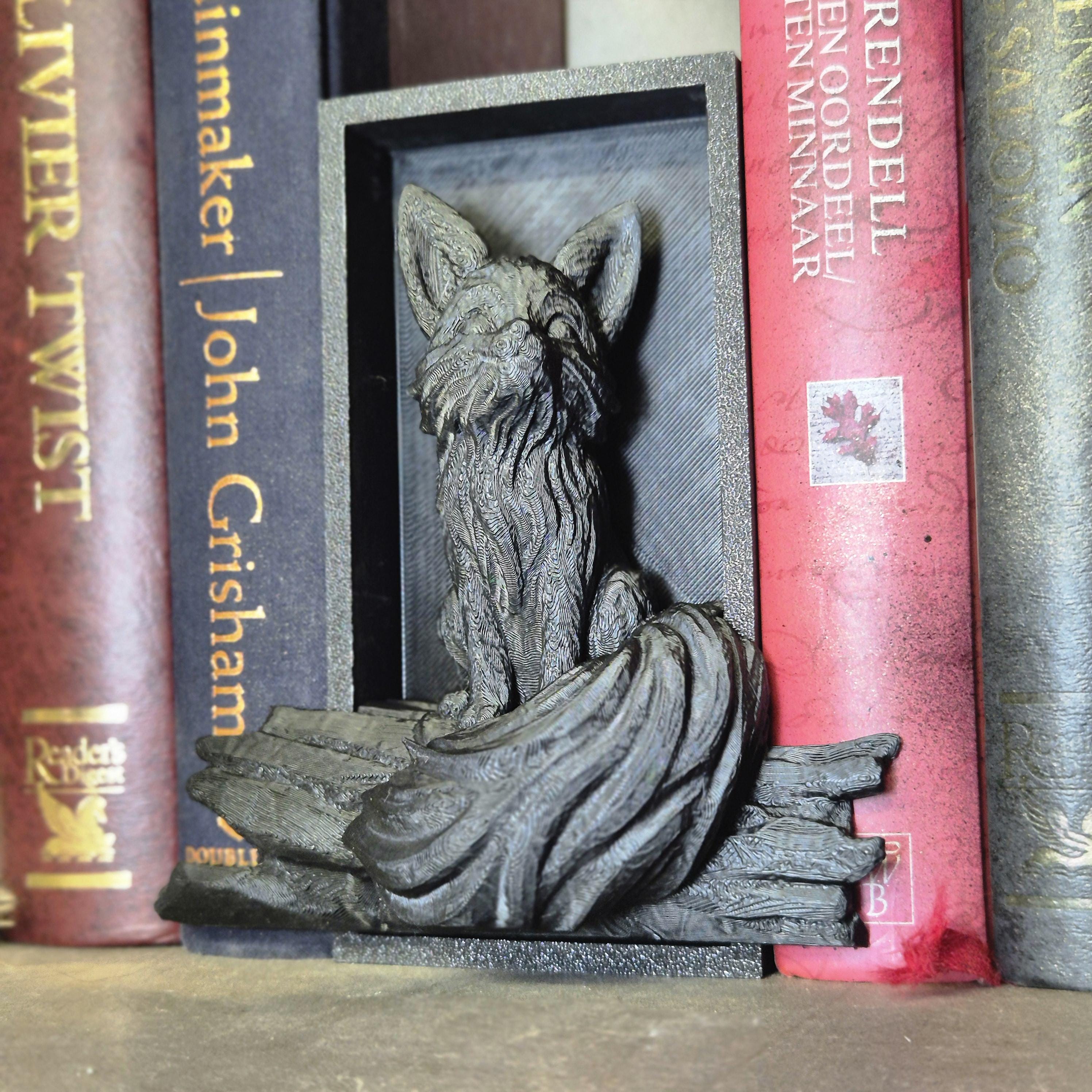 Magical Reading Nook black fox Sculpture - Fairy Tale Decor