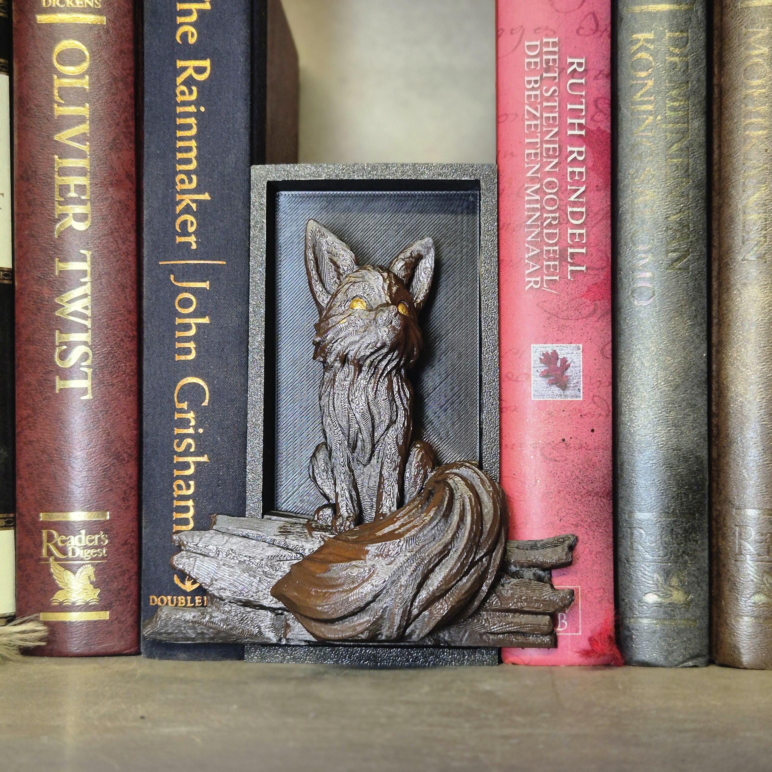 Magical Reading Nook black fox Sculpture - Fairy Tale Decor