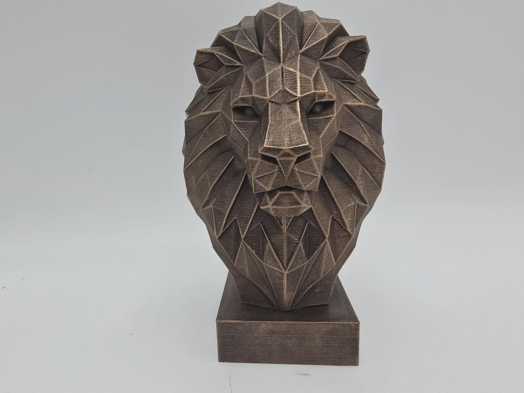 Bust of a lion wild life low poly statue - home decor lover gift for him her handpainted ornament