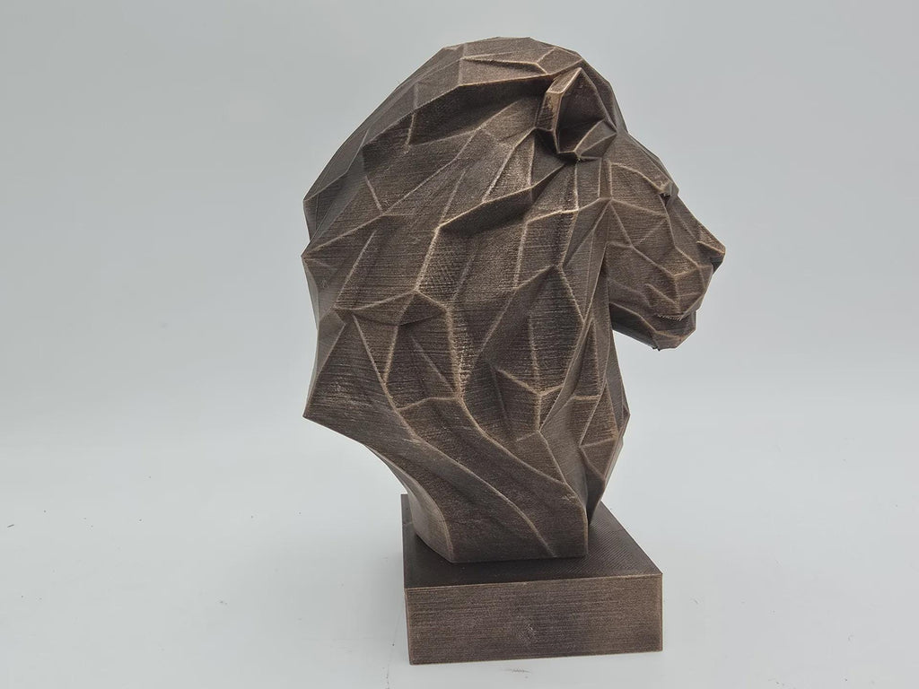 Bust of a lion wild life low poly statue - home decor lover gift for him her handpainted ornament