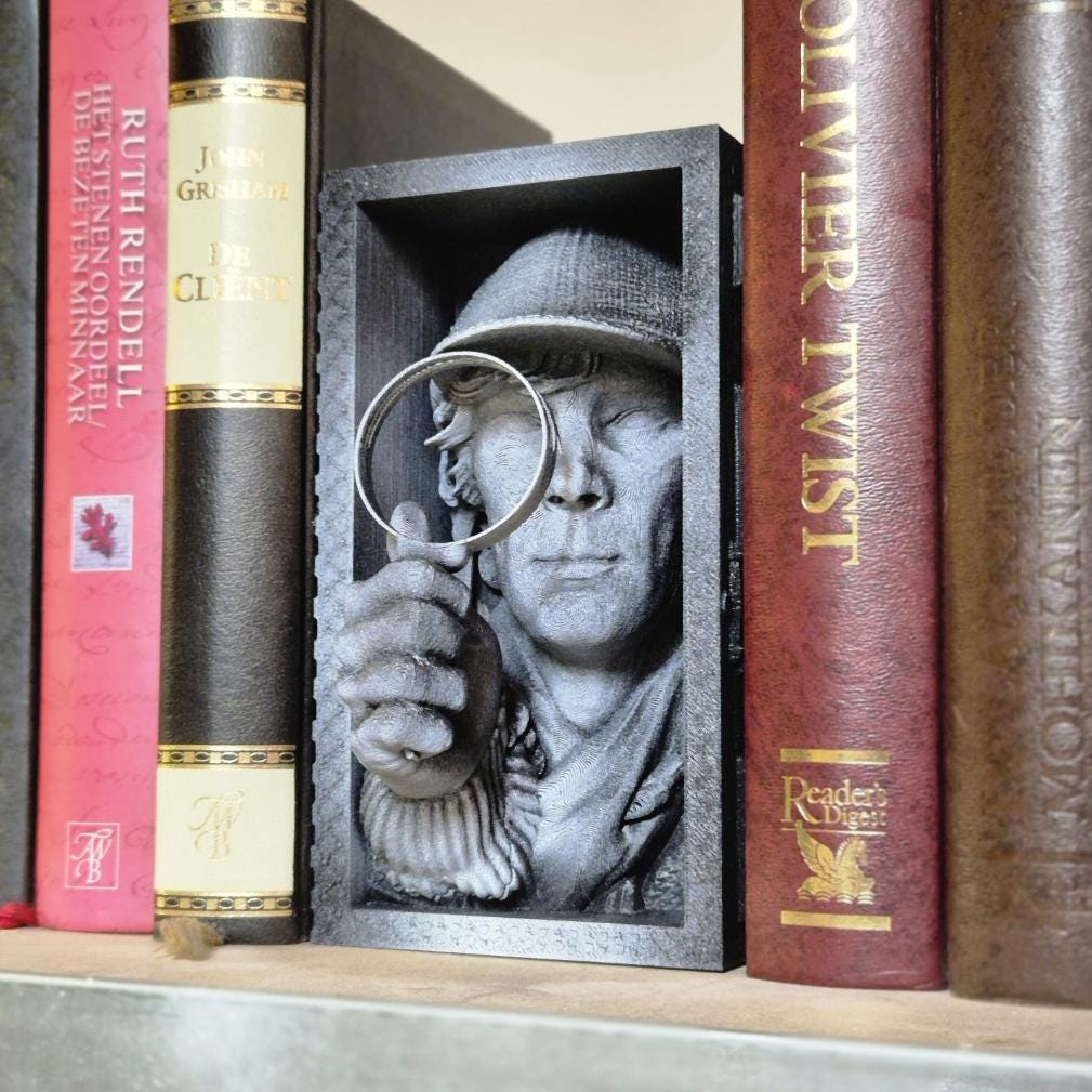 Sherlock Holmes Book Nook | Victorian Mystery Bookshelf Decor