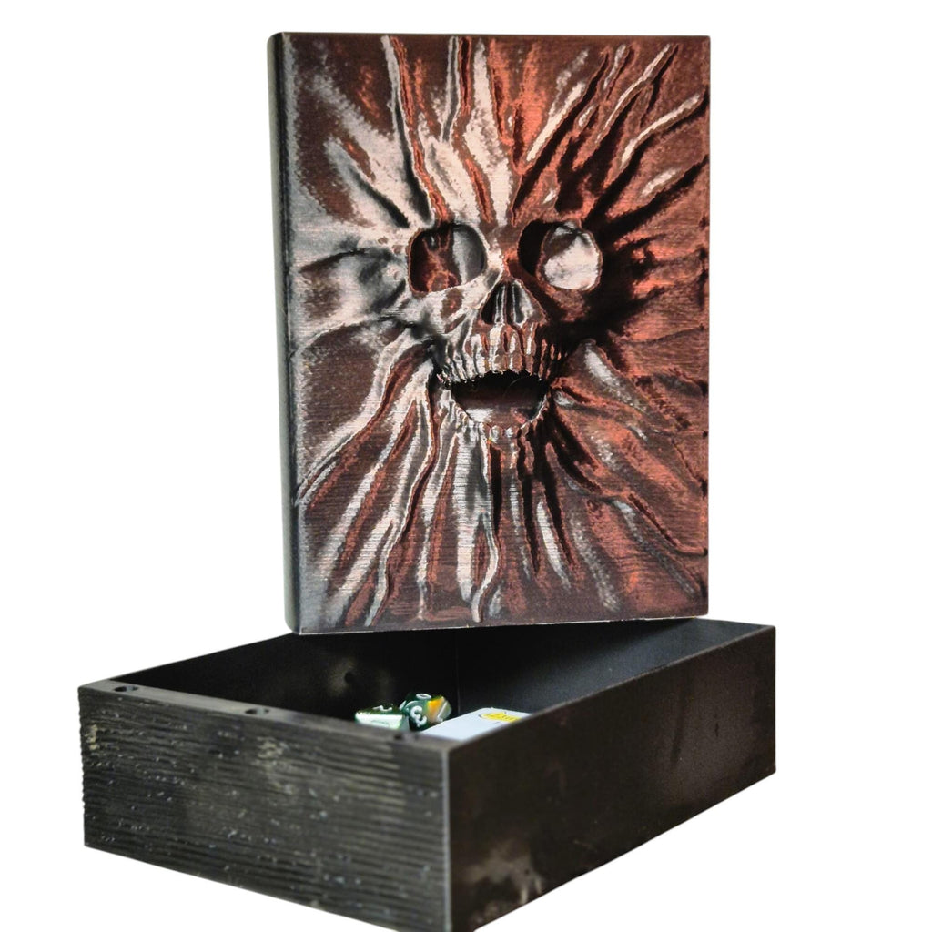 Book case storage box skull brons
