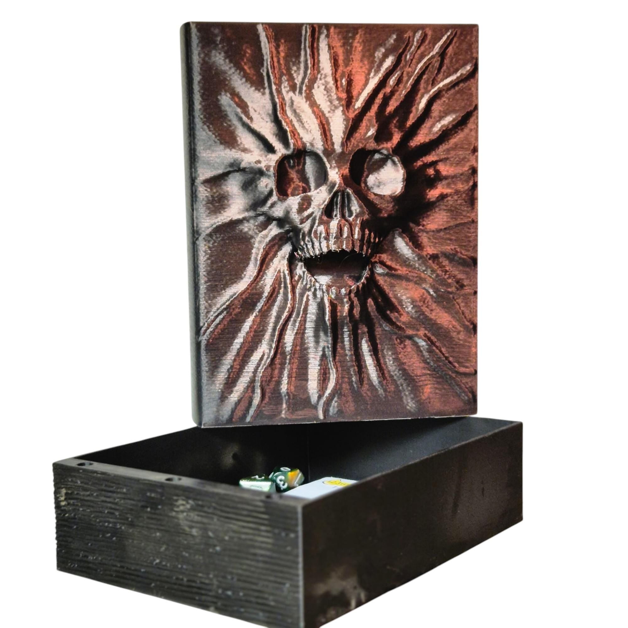 Book case storage box skull brons
