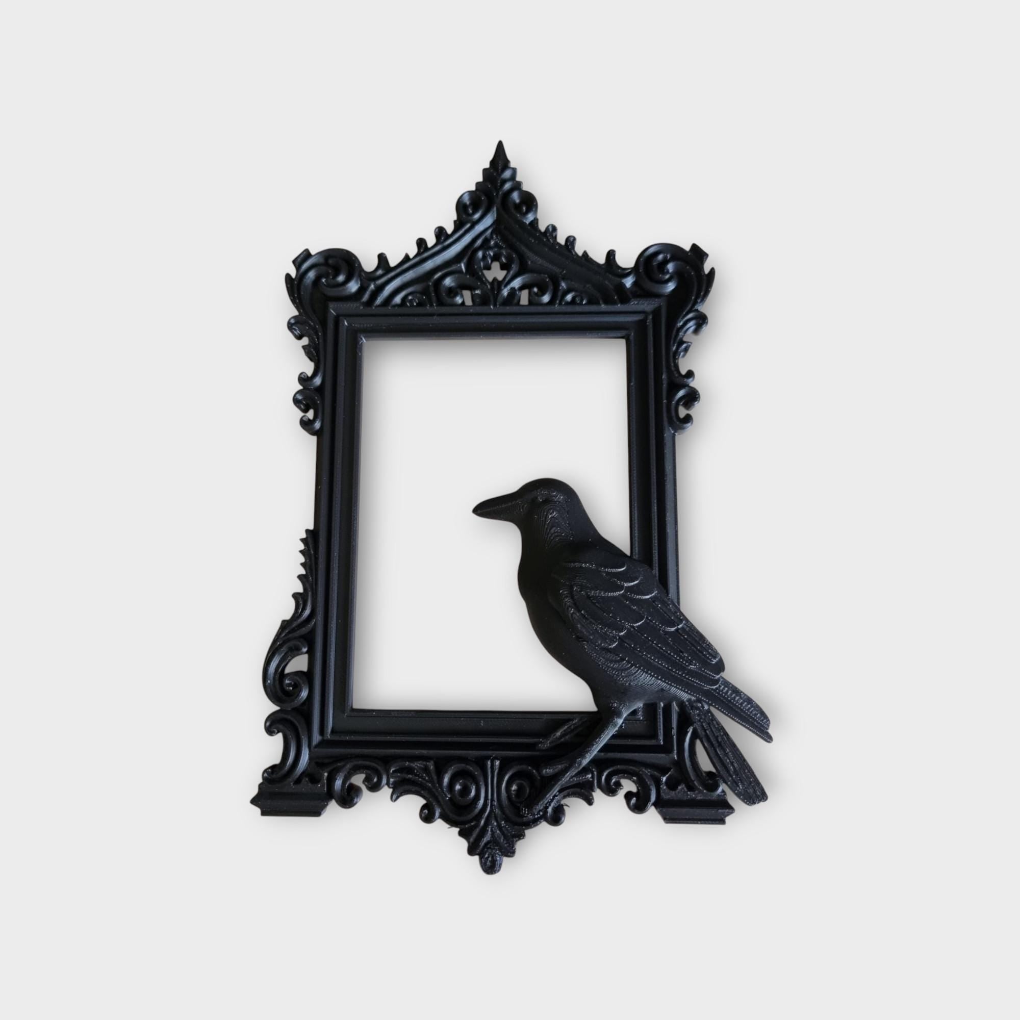 Raven Gothic Picture Frame | Crow Wall Decor | Dark Academia Frame | Halloween Bird Art | Occult Raven Home Decoration