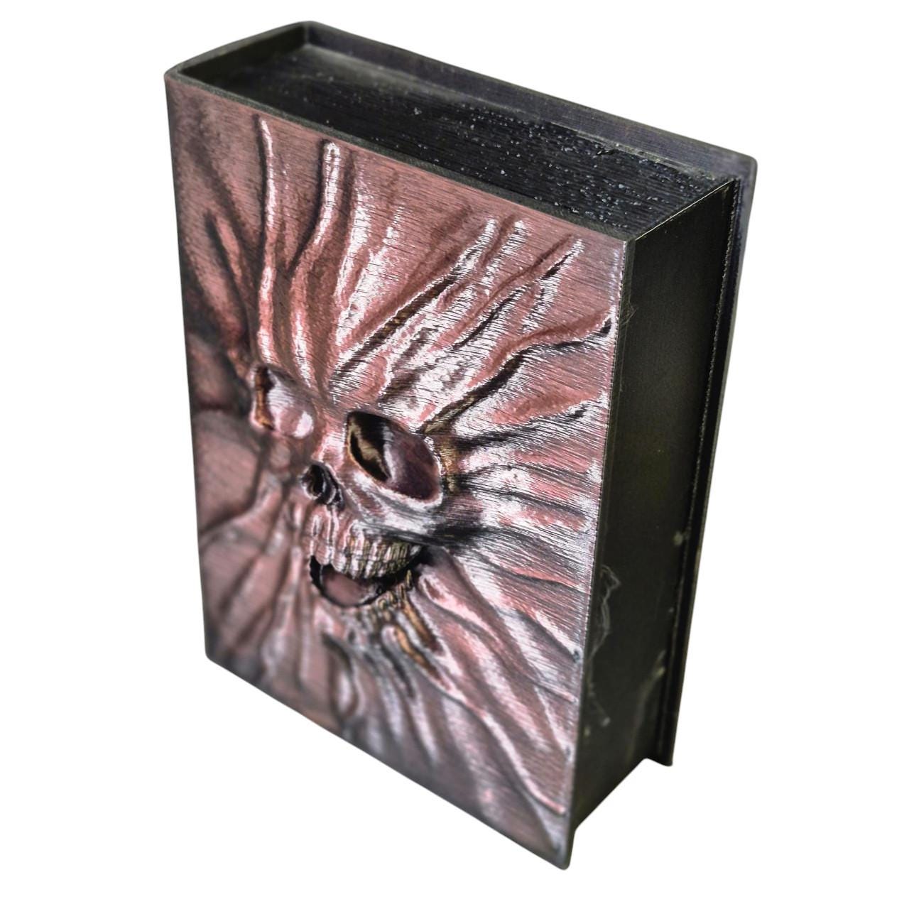 Book case storage box skull brons