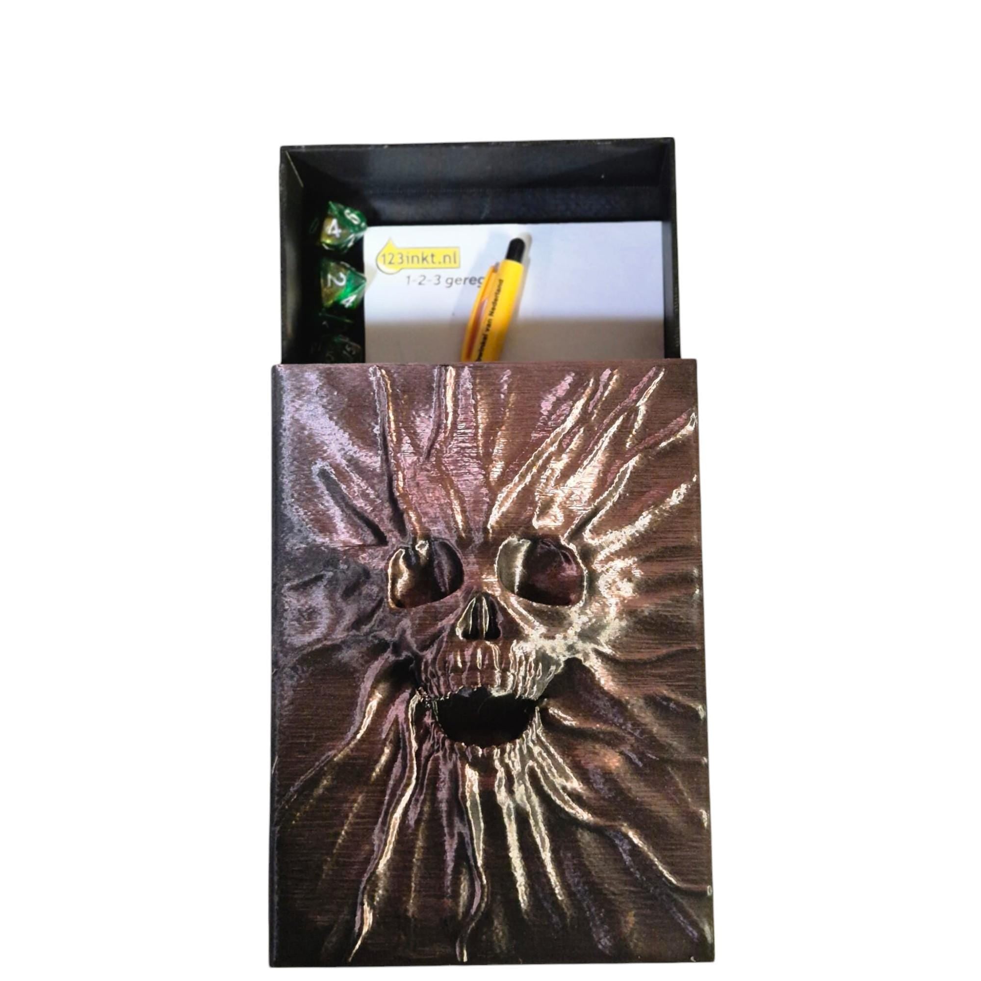 Book case storage box skull brons