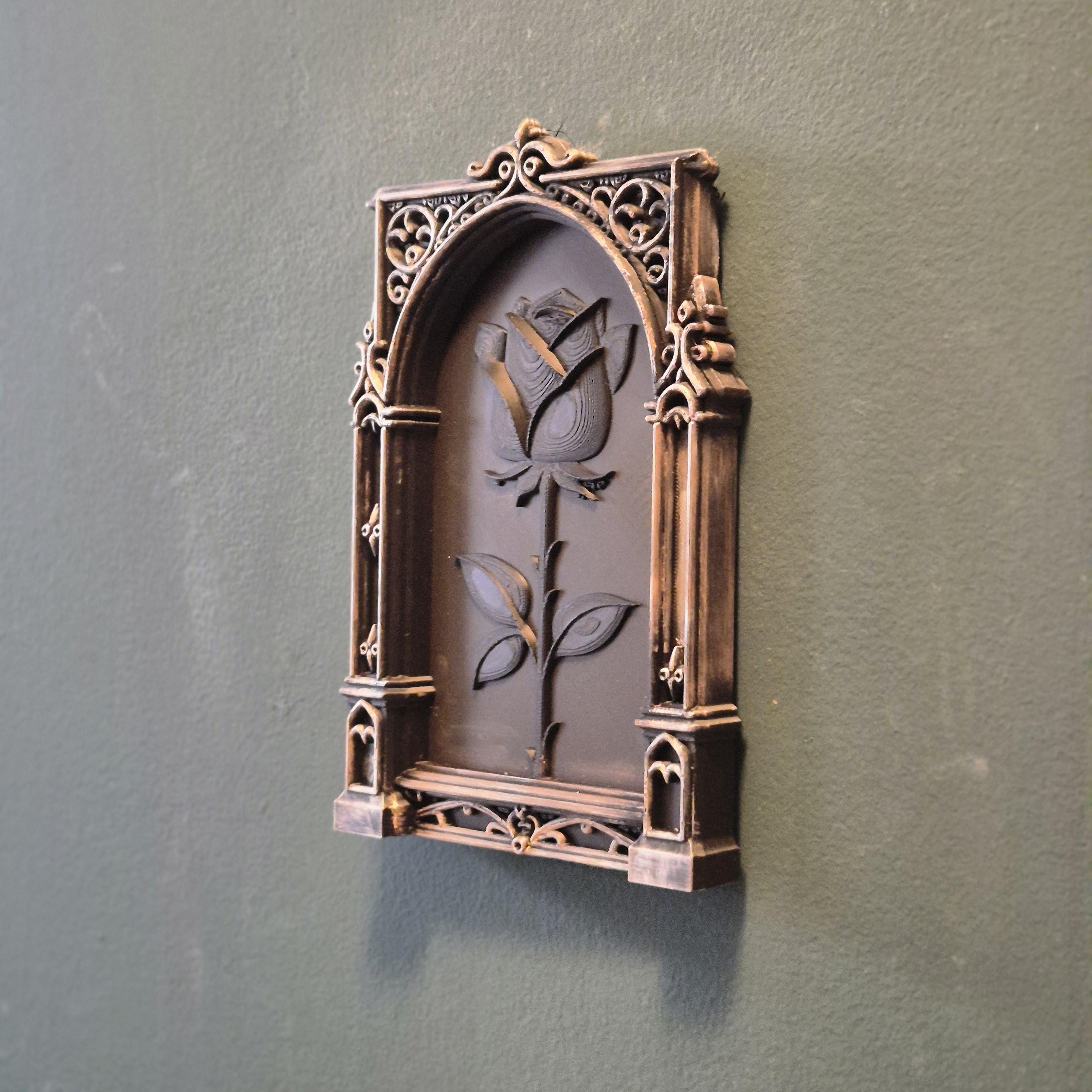 Gothic Rose wall decor | Dark Romantic wall Decor | Gothic Altar Shelf Piece | Halloween Rose Decor | Baroque Floral Book Holder