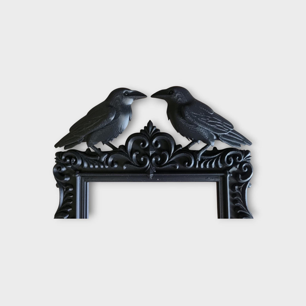 Raven Gothic Picture Frame | Halloween Crow Wall Decor | Dark Baroque Photo Frame | Spooky Home Decoration | Occult Raven Frame