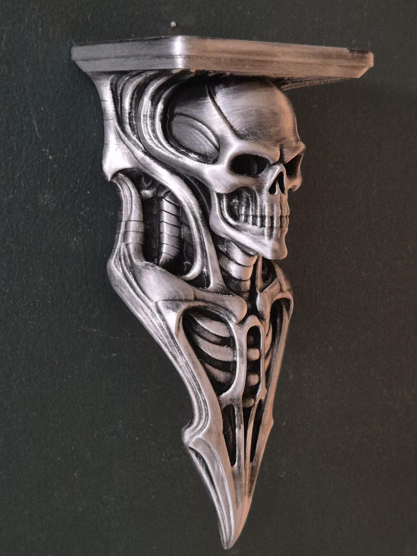 Gothic Skeleton Wall Shelf – Antique Copper Finish – Dark Fantasy & Horror Home Decor