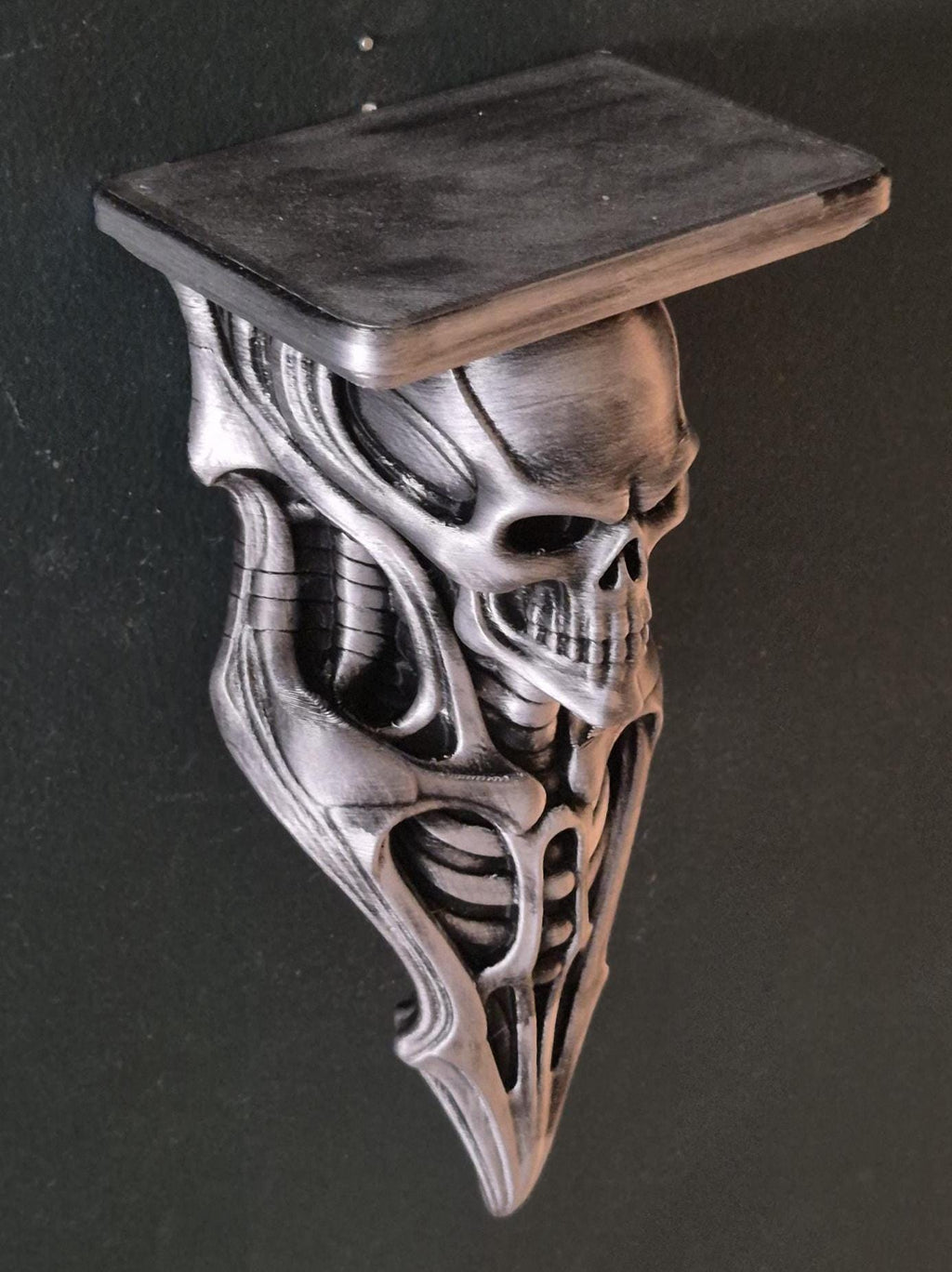 Gothic Skeleton Wall Shelf – Antique Copper Finish – Dark Fantasy & Horror Home Decor