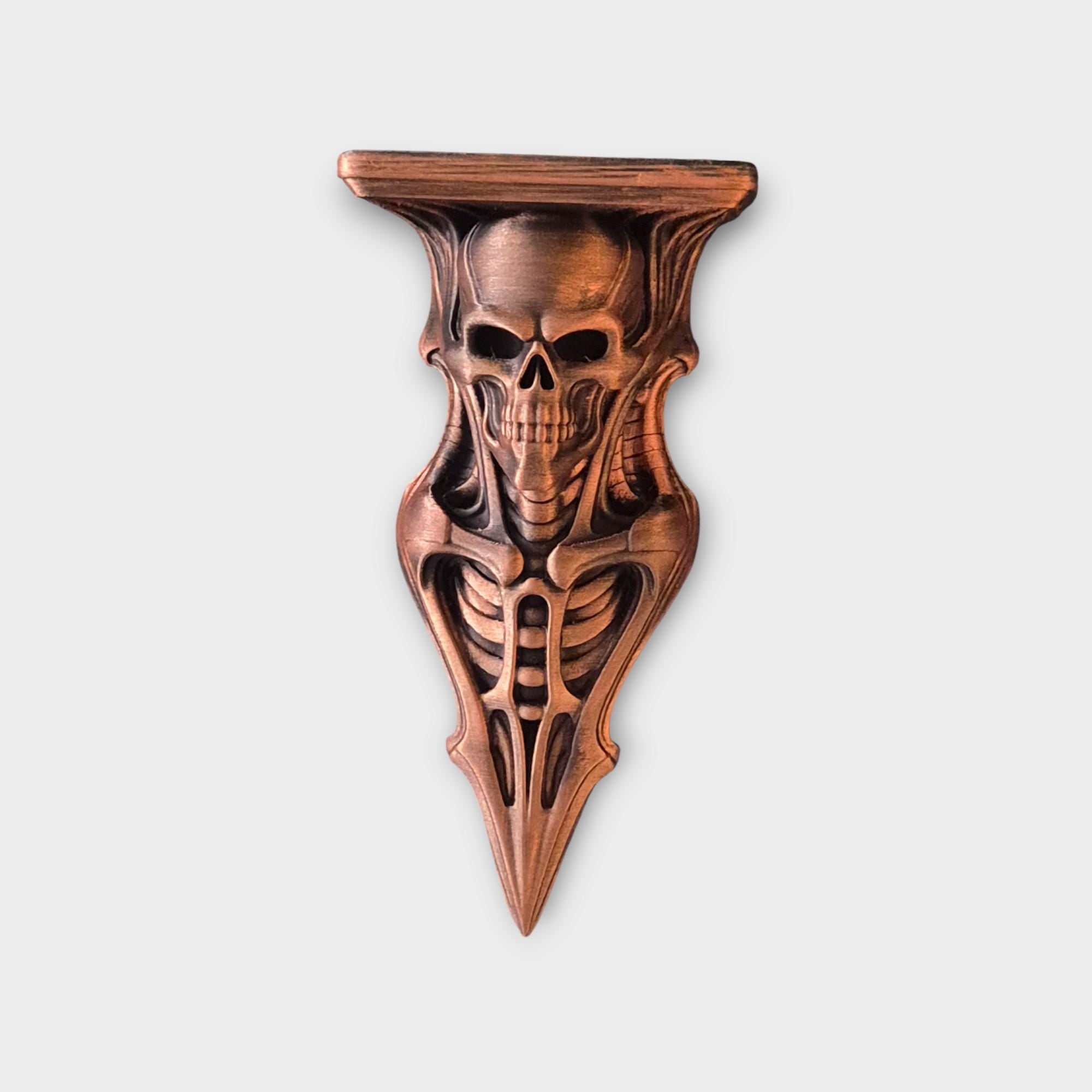 Gothic Skeleton Wall Shelf – Antique Copper Finish – Dark Fantasy & Horror Home Decor