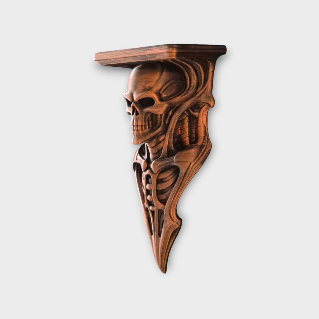 Gothic Skeleton Wall Shelf – Antique Copper Finish – Dark Fantasy & Horror Home Decor