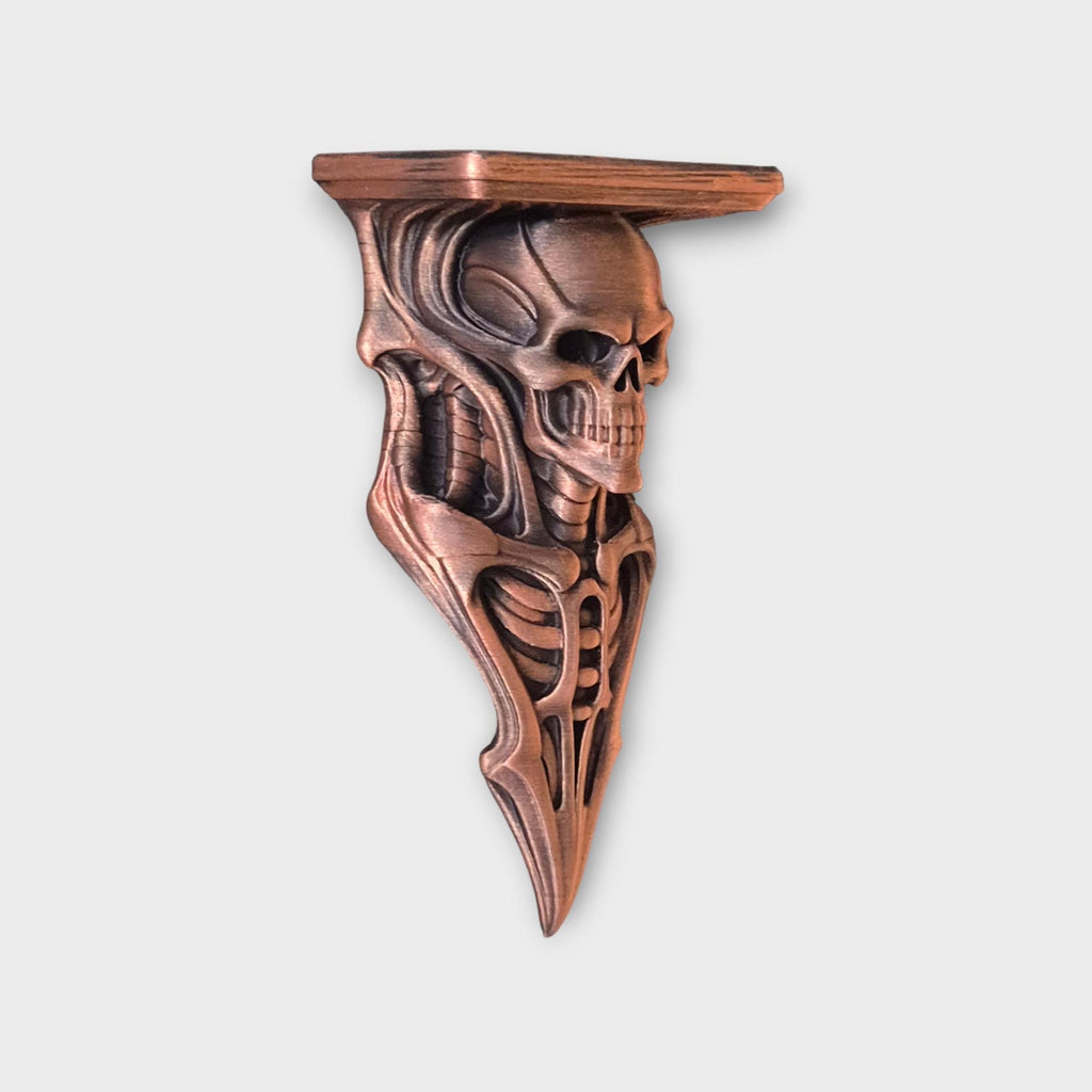 Gothic Skeleton Wall Shelf – Antique Copper Finish – Dark Fantasy & Horror Home Decor