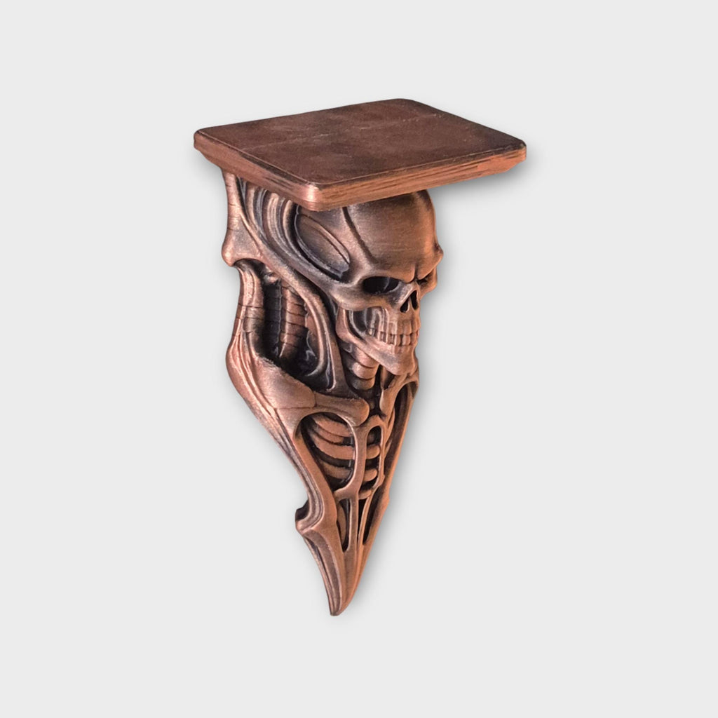 Gothic Skeleton Wall Shelf – Antique Copper Finish – Dark Fantasy & Horror Home Decor