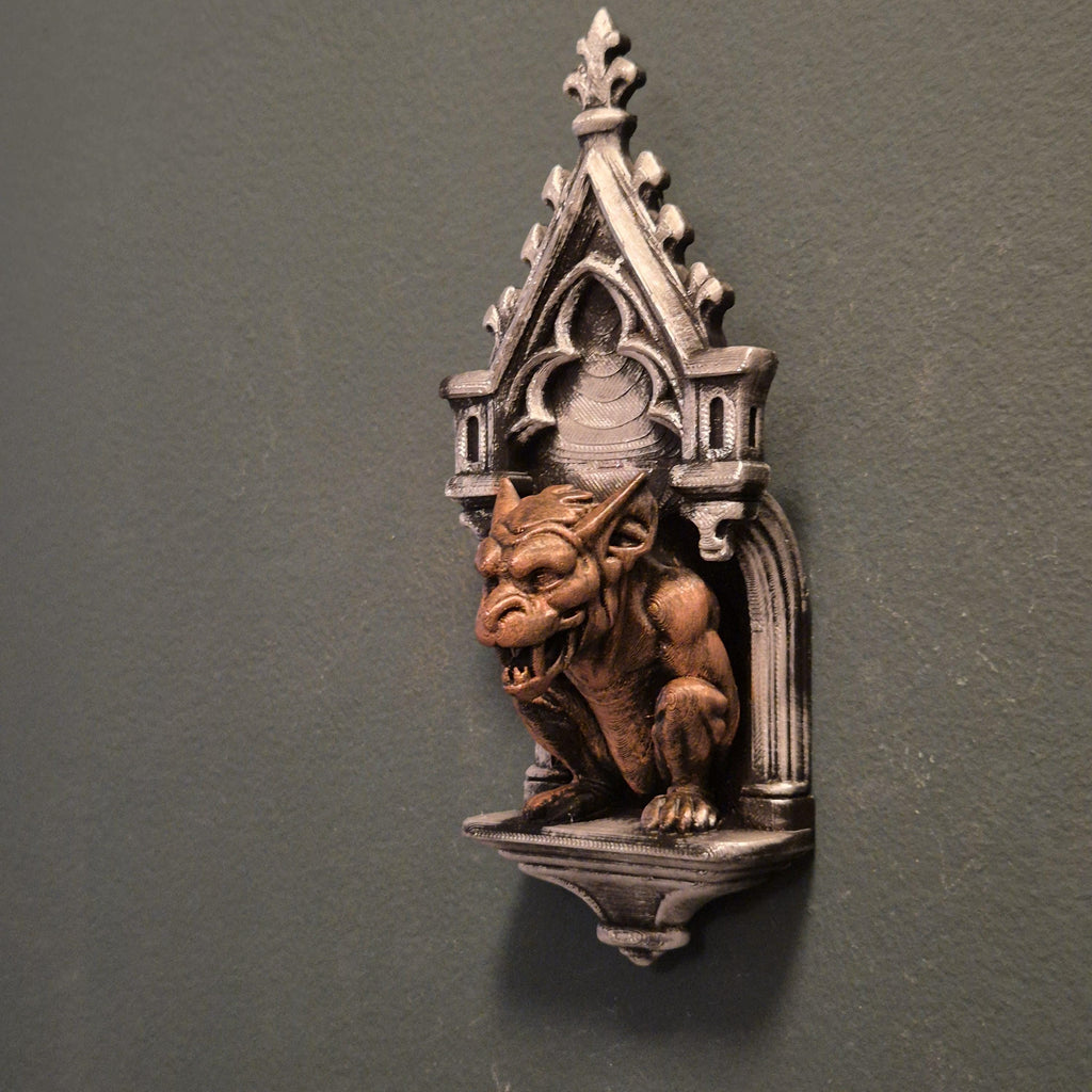 Gotische Gargoyle-Wandskulptur – Handbemaltes mittelalterliches Fantasy-Dekor – Gotisches Wohnornament – ​​Einzigartige Horror-Wandkunst