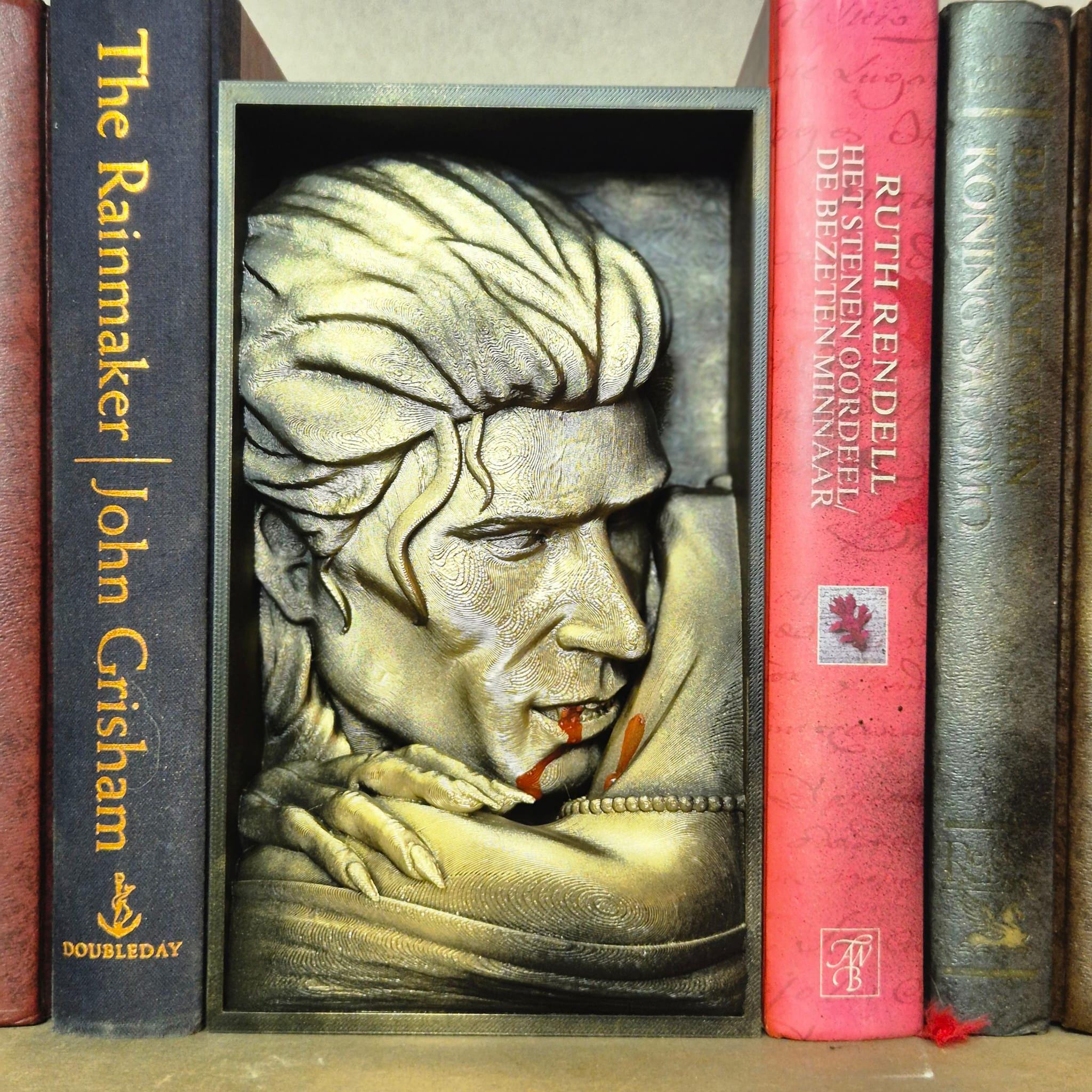 Vampire bite book nook for Horror Fans bookshelf decor gift for him her