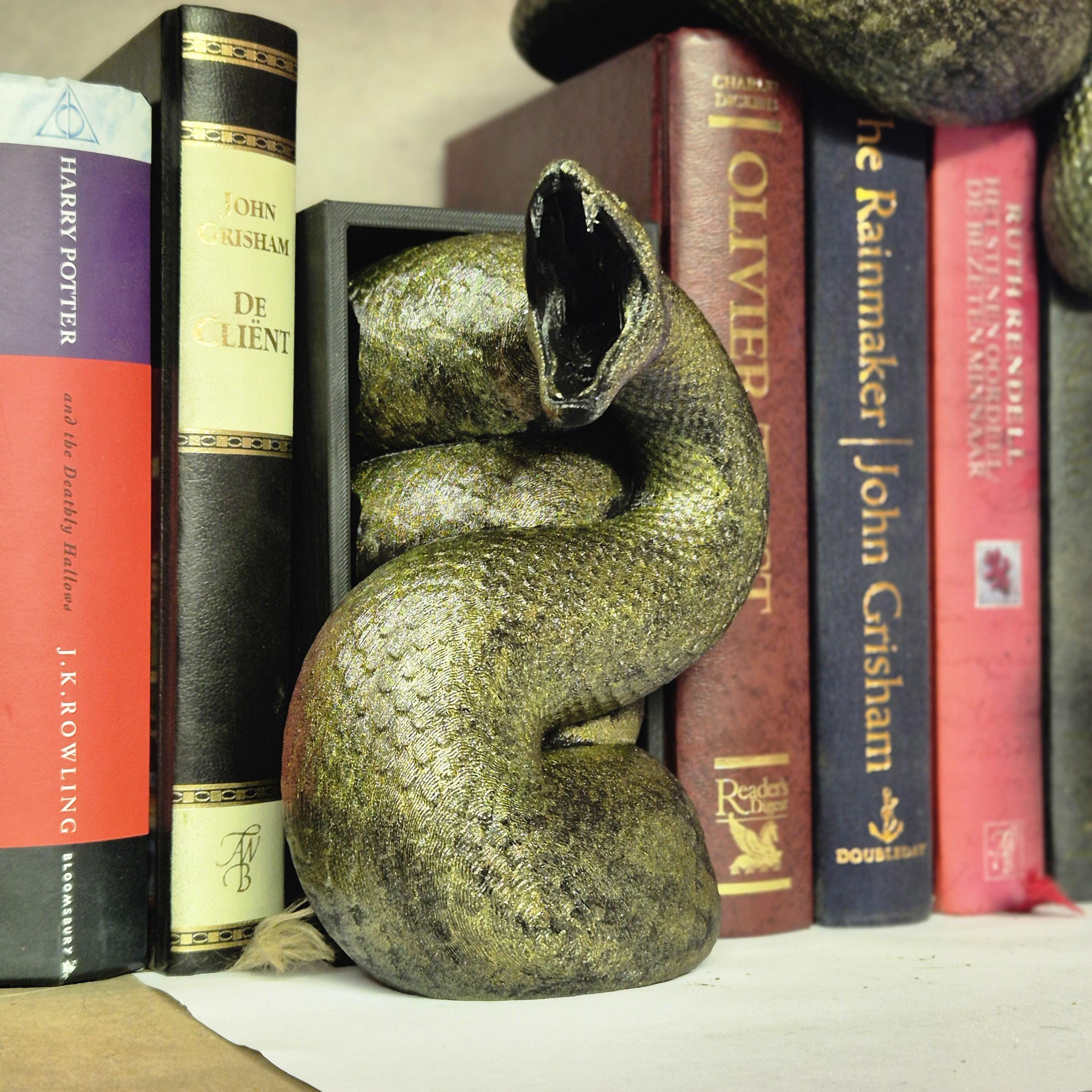 Unique Book Nook with Snake Bookdecor – A Must-Have for Book Lovers! Bookshelf decoration gift him her.