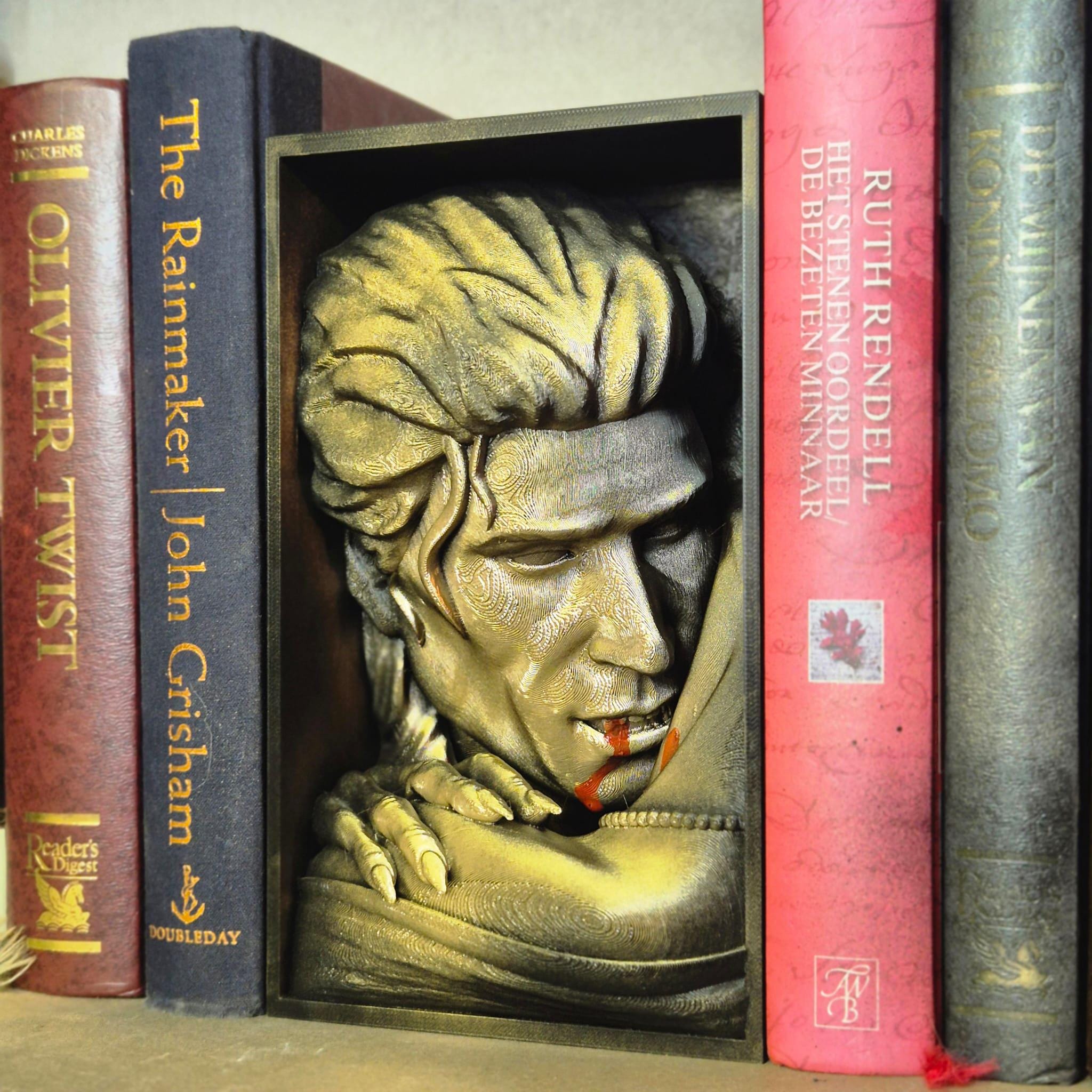 Vampire bite book nook for Horror Fans bookshelf decor gift for him her