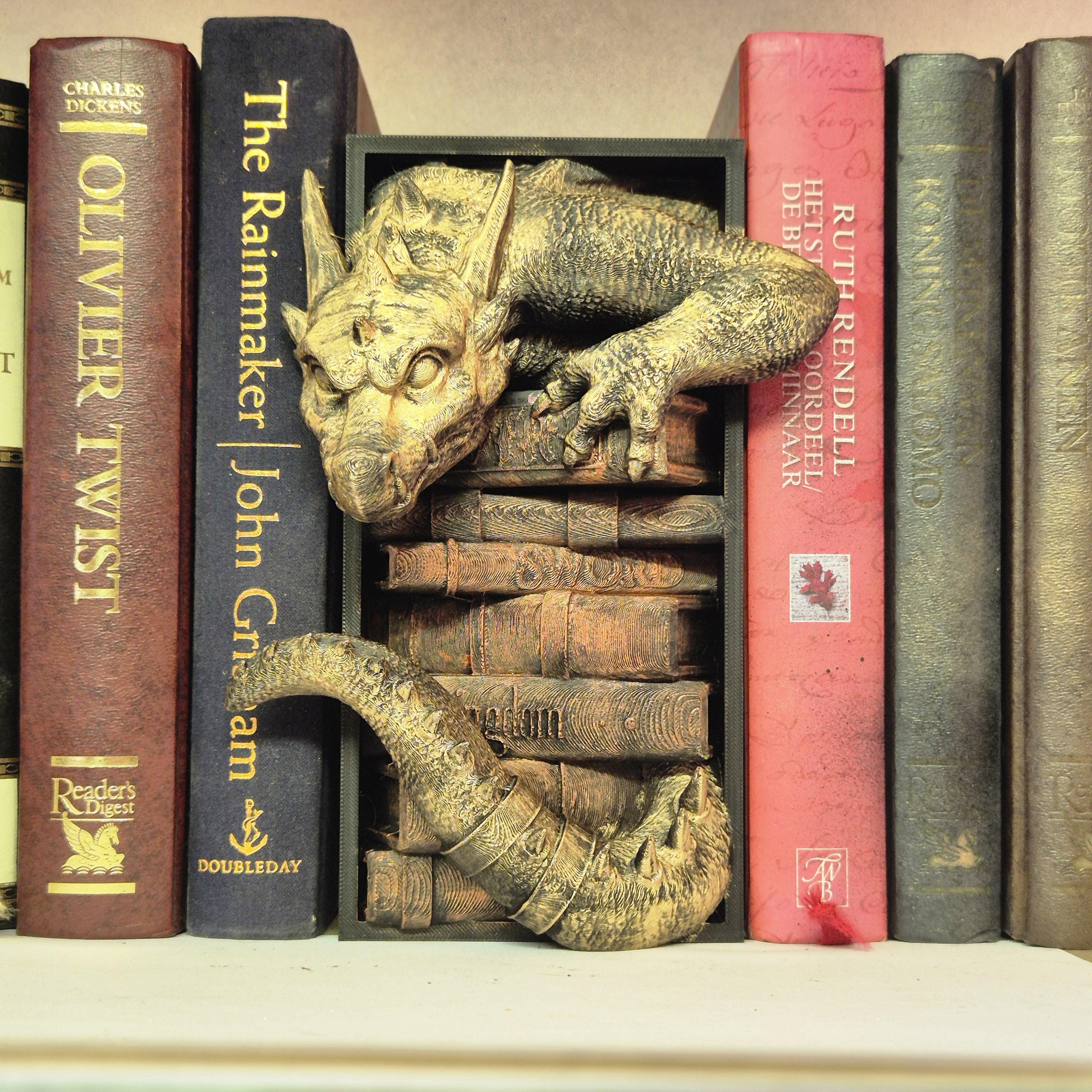 Book nook dragon on book - bookshelf fantasy decor