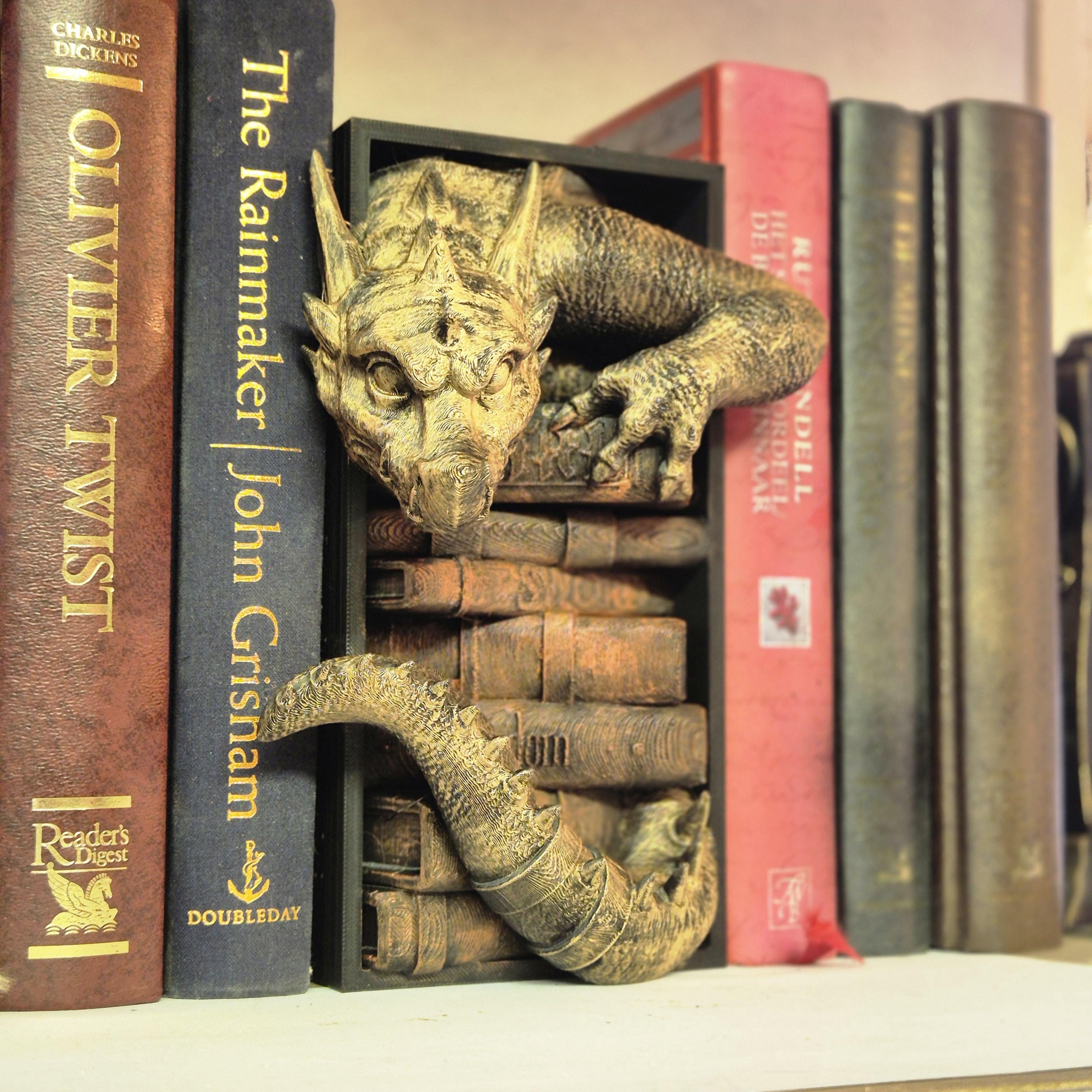 Book nook dragon on book - bookshelf fantasy decor