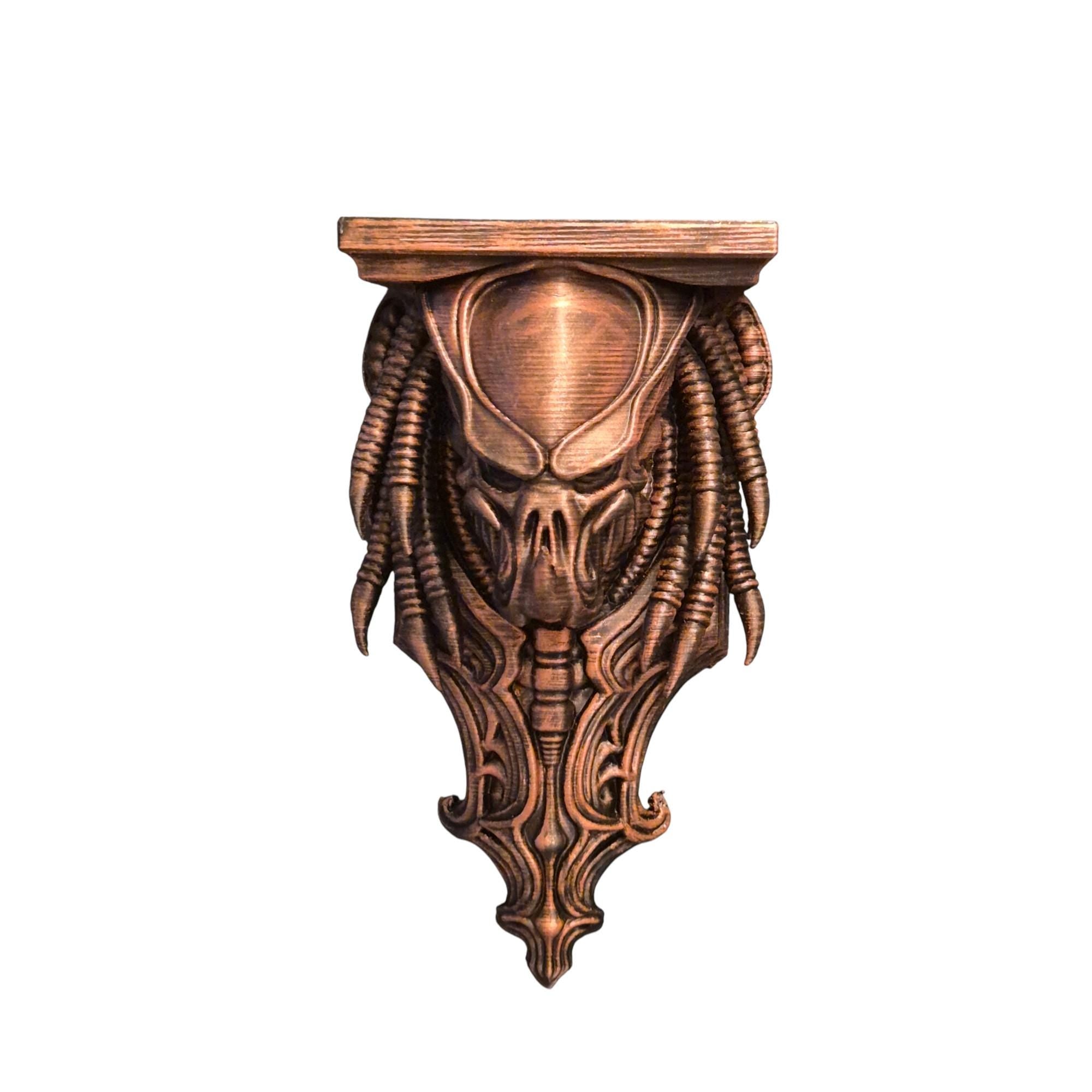 Alien Skull Wall Shelf – Biomechanical Giger-Inspired Wall Bracket – Sci-Fi Horror Shelf Decor – Gothic Xenomorph Art Sculpture