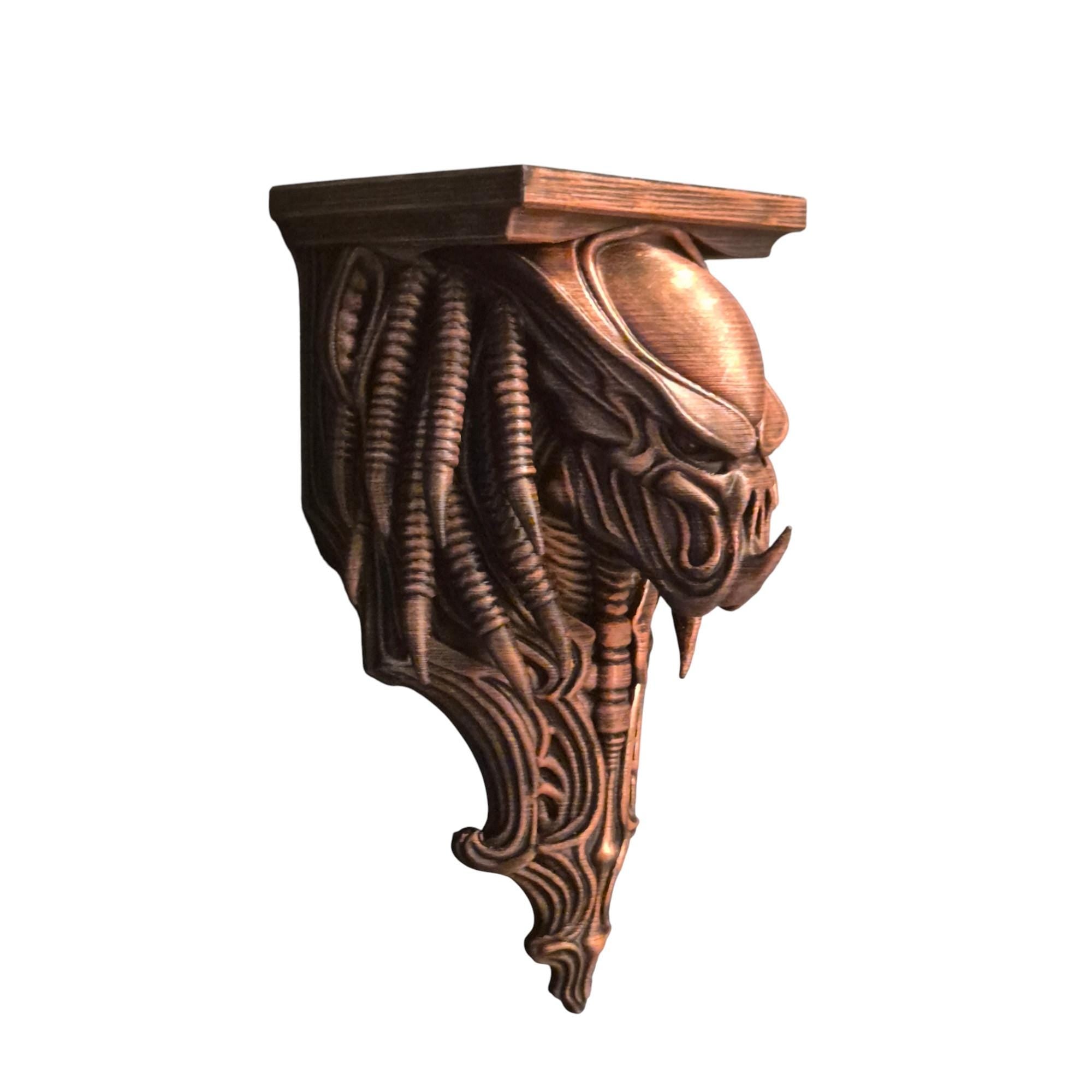 Alien Skull Wall Shelf – Biomechanical Giger-Inspired Wall Bracket – Sci-Fi Horror Shelf Decor – Gothic Xenomorph Art Sculpture