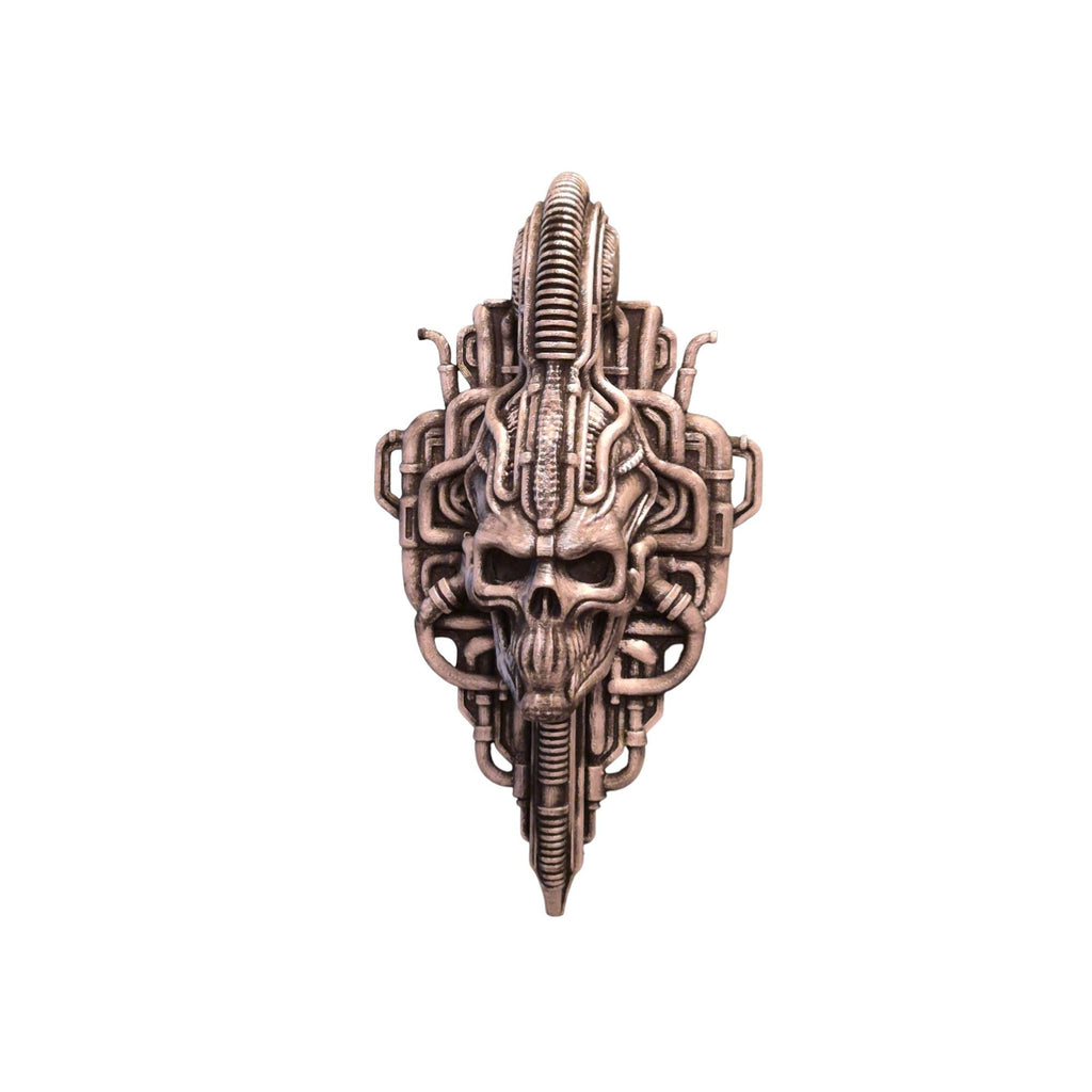 Biomechanical Skull Wall Sculpture – Sci-Fi Cyberpunk Alien Horror Decor – Giger-Inspired Art – Industrial Gothic Skull Ornament - Giger