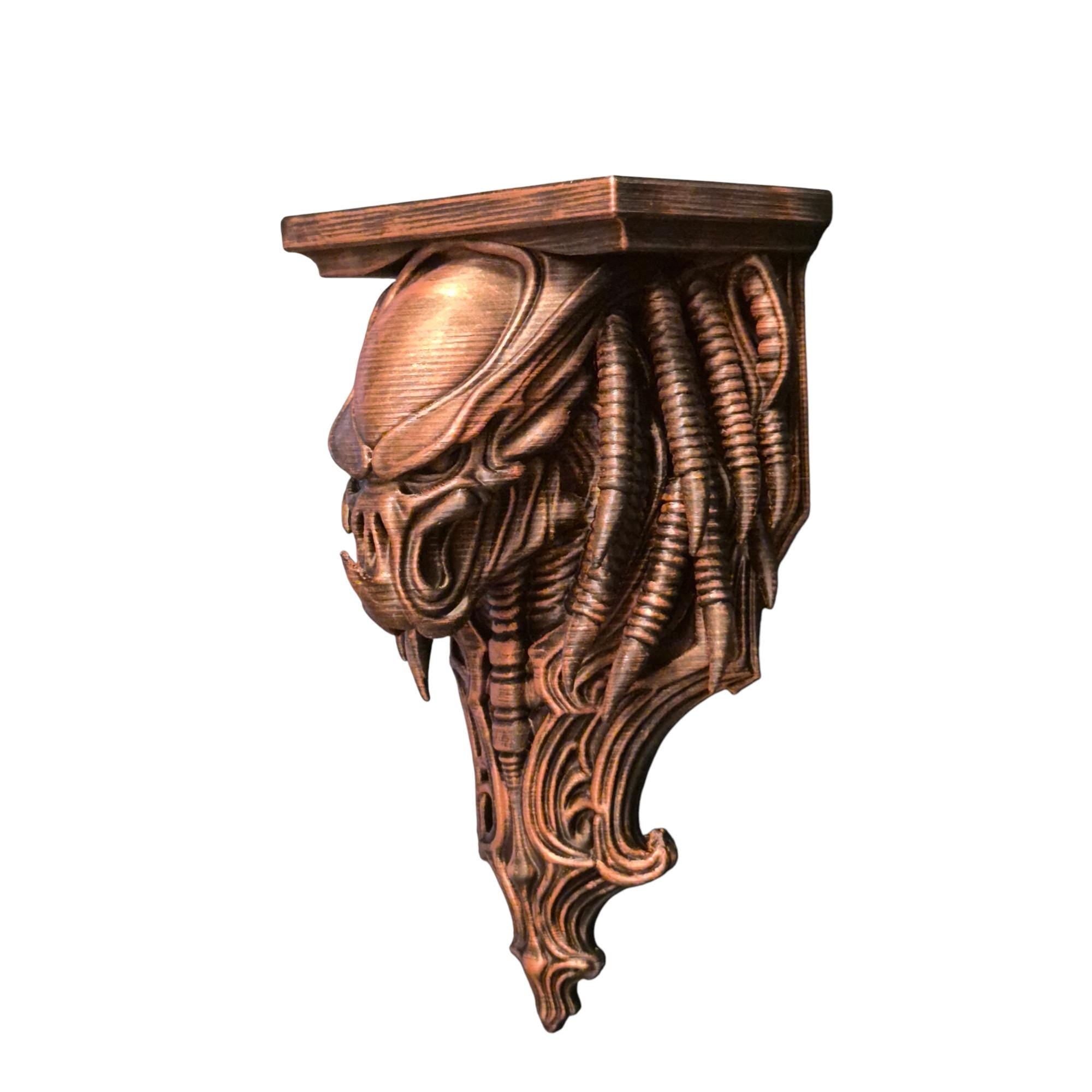 Alien Skull Wall Shelf – Biomechanical Giger-Inspired Wall Bracket – Sci-Fi Horror Shelf Decor – Gothic Xenomorph Art Sculpture