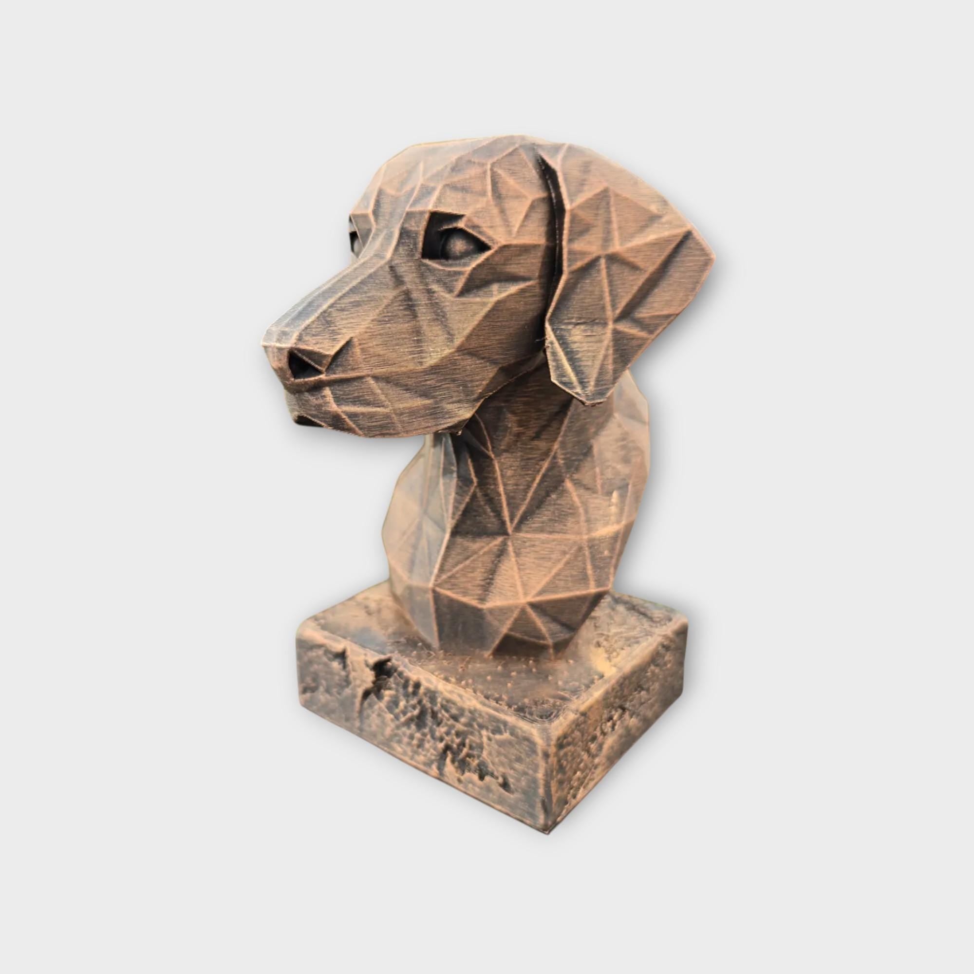 Büste einer Weimaraner Low Poly Hundestatue - Wohndeko Hundeliebhaber handbemaltes Ornament