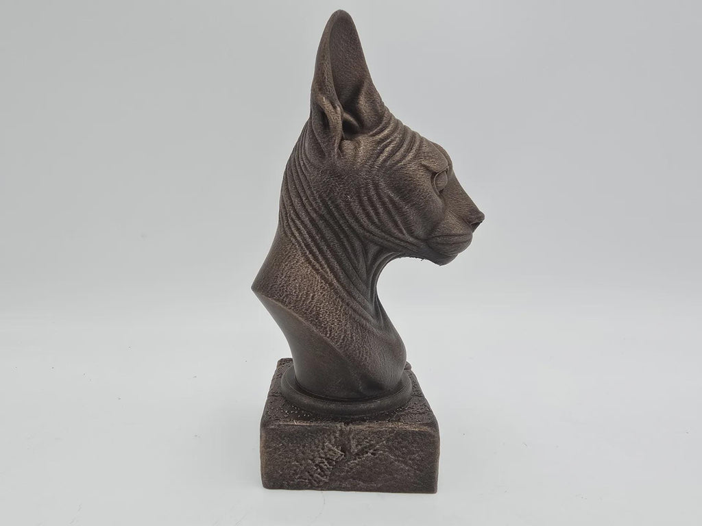 Bust of a sphinx bust cat statue - home decor cat lover gift him her handpainted ornament