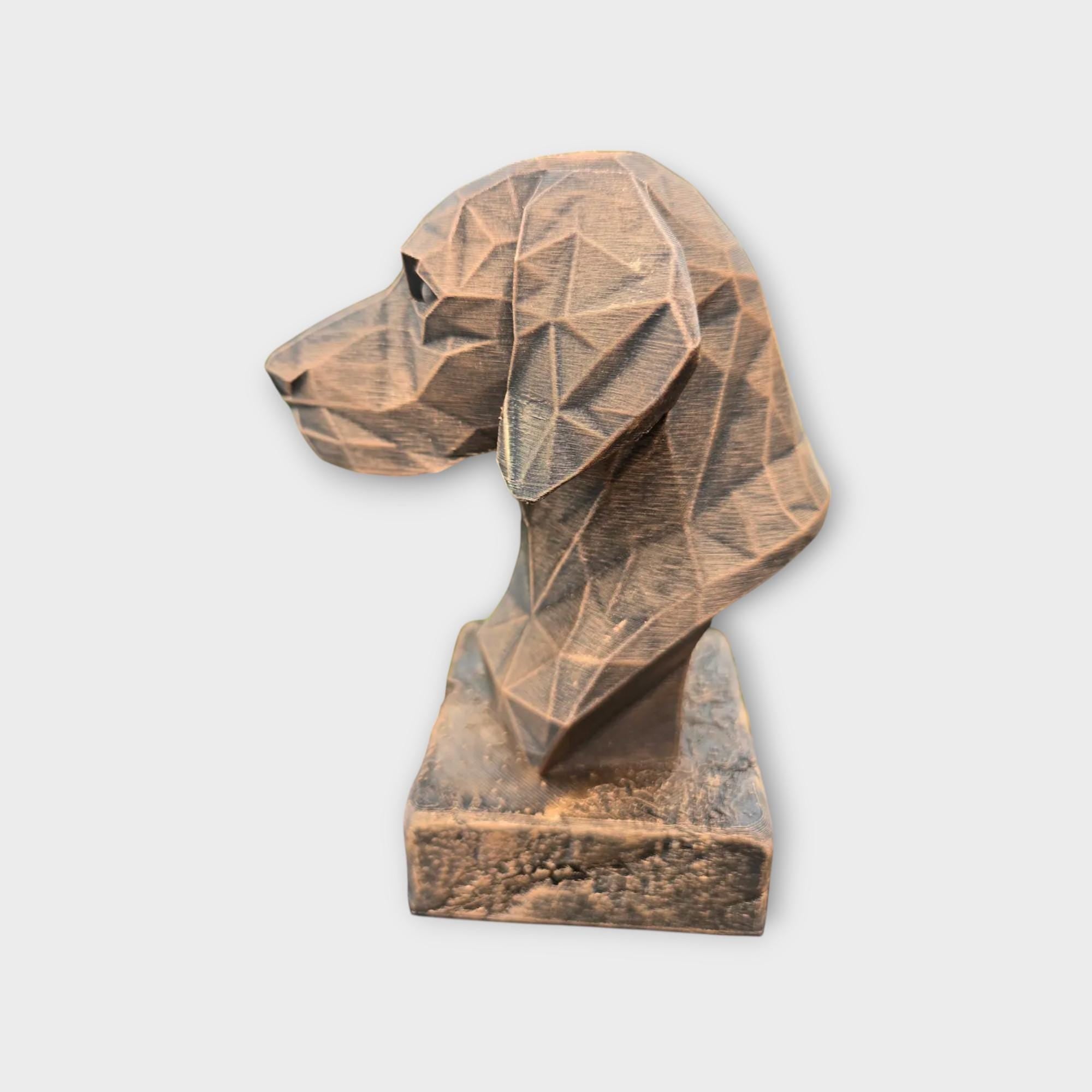 Büste einer Weimaraner Low Poly Hundestatue - Wohndeko Hundeliebhaber handbemaltes Ornament