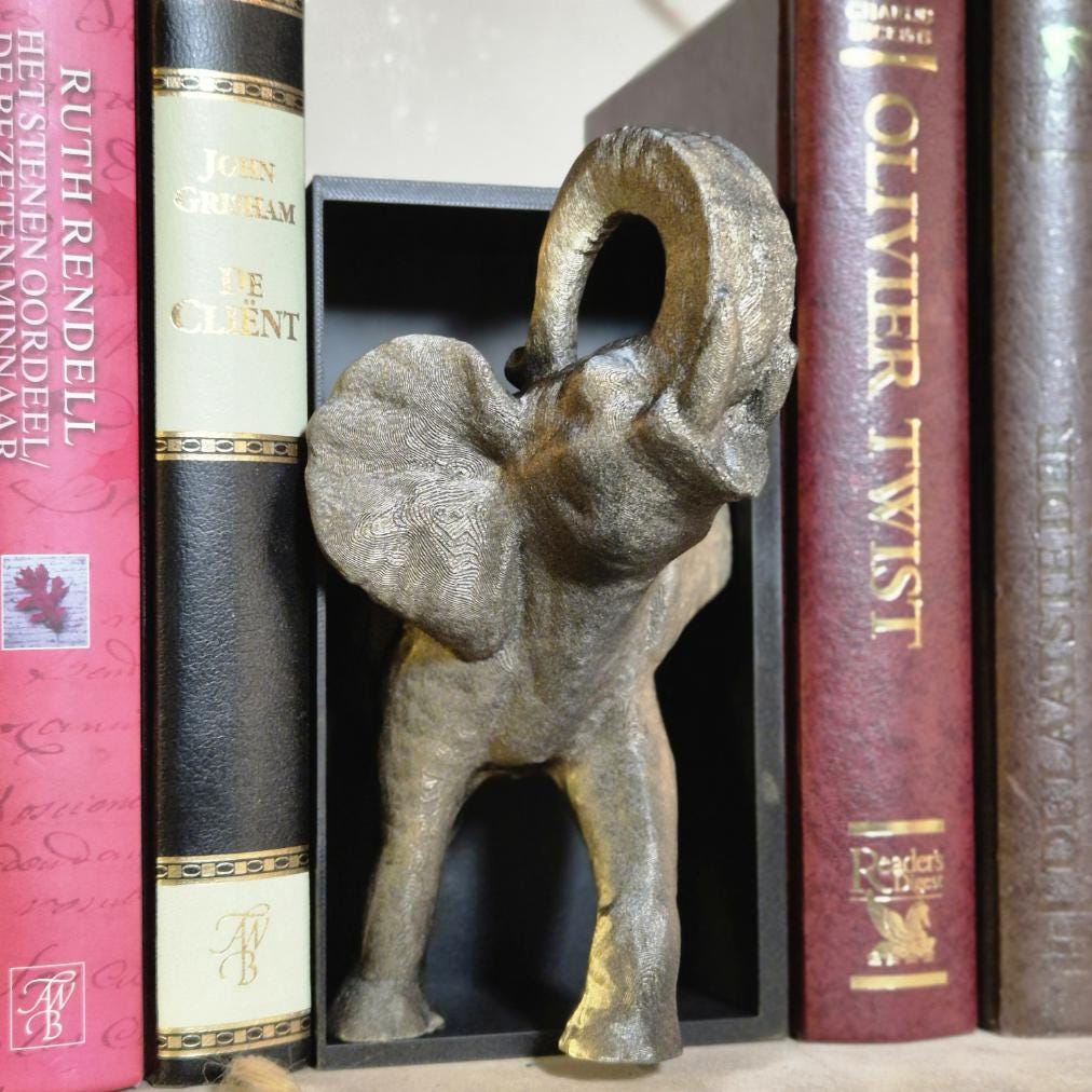 Handgefertigte Elefanten-Buchecke-Figur | Elegantes Tierdekor-Bücherregal
