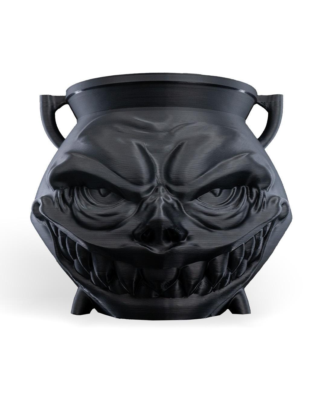 Gothic Demon Cauldron Candy Bowl – 3D Printed Halloween Decoration, Creepy Skull Pot for Treats & Decor