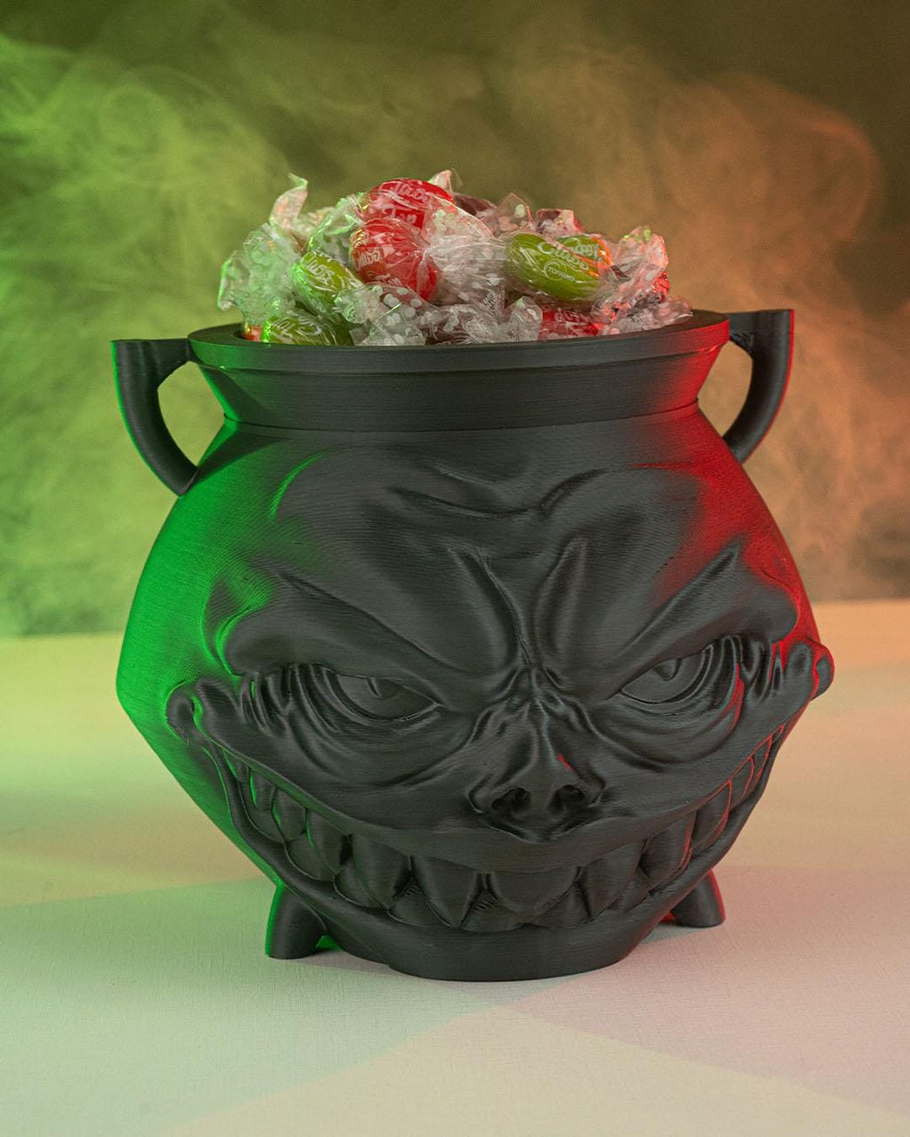 Gothic Demon Cauldron Candy Bowl – 3D Printed Halloween Decoration, Creepy Skull Pot for Treats & Decor