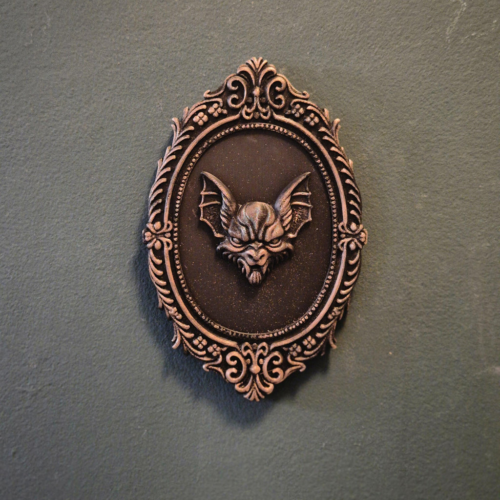 Gothic Bat Wall Plaque | Halloween Bat Decor | Dark Baroque Wall Hanging | Spooky Vampire Bat Art | Occult Home Decoration