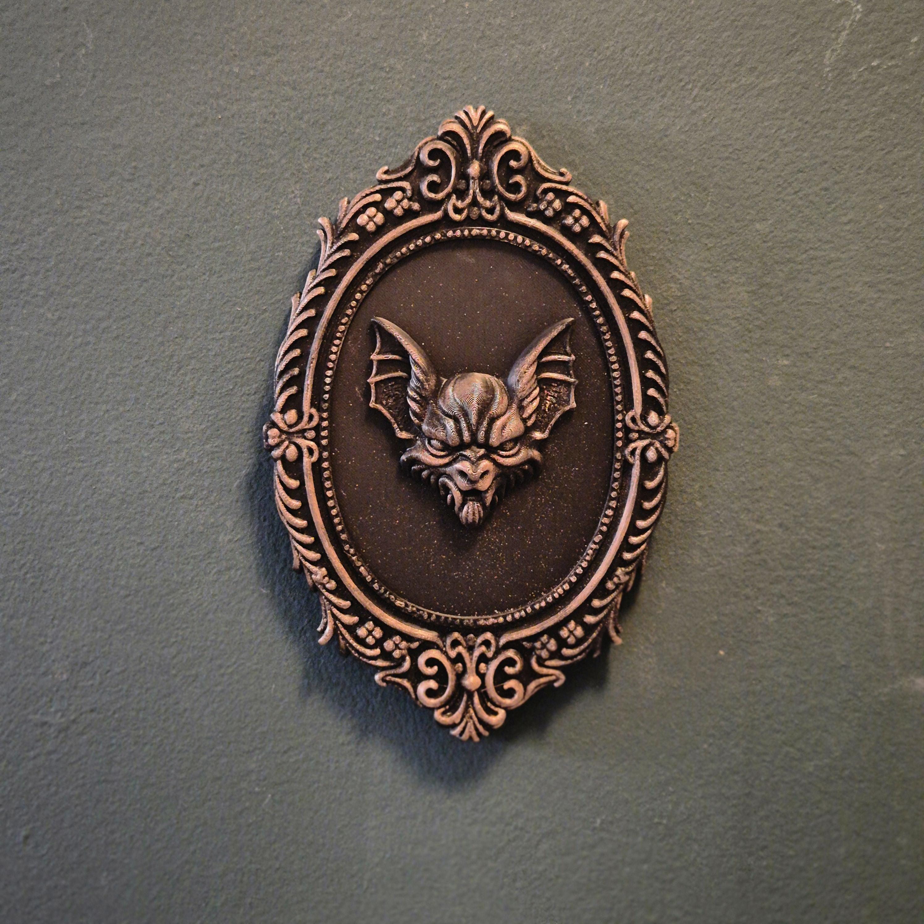 Gothic Bat Wall Plaque | Halloween Bat Decor | Dark Baroque Wall Hanging | Spooky Vampire Bat Art | Occult Home Decoration