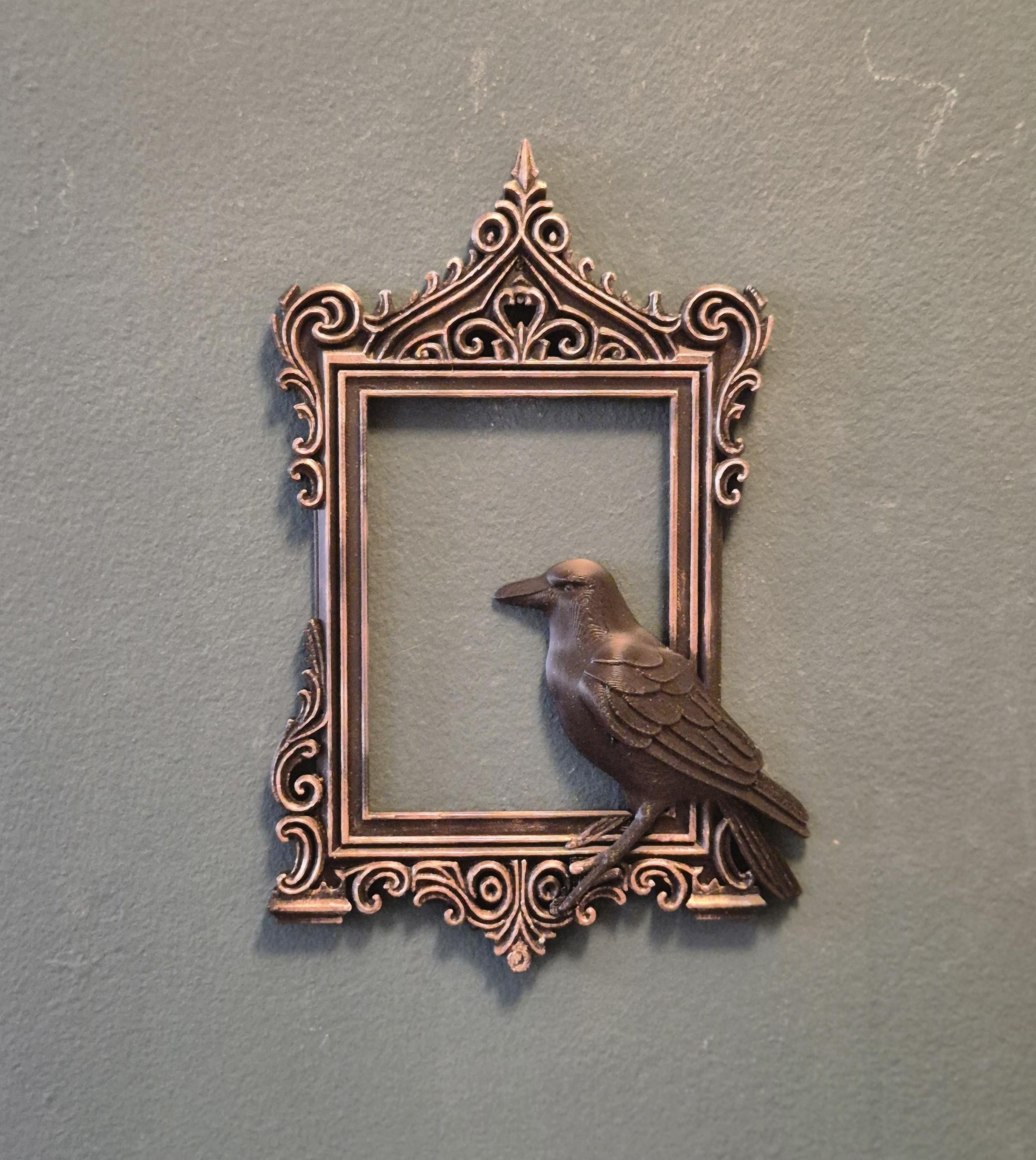 Raven Gothic Picture Frame | Crow Wall Decor | Dark Academia Frame | Halloween Bird Art | Occult Raven Home Decoration