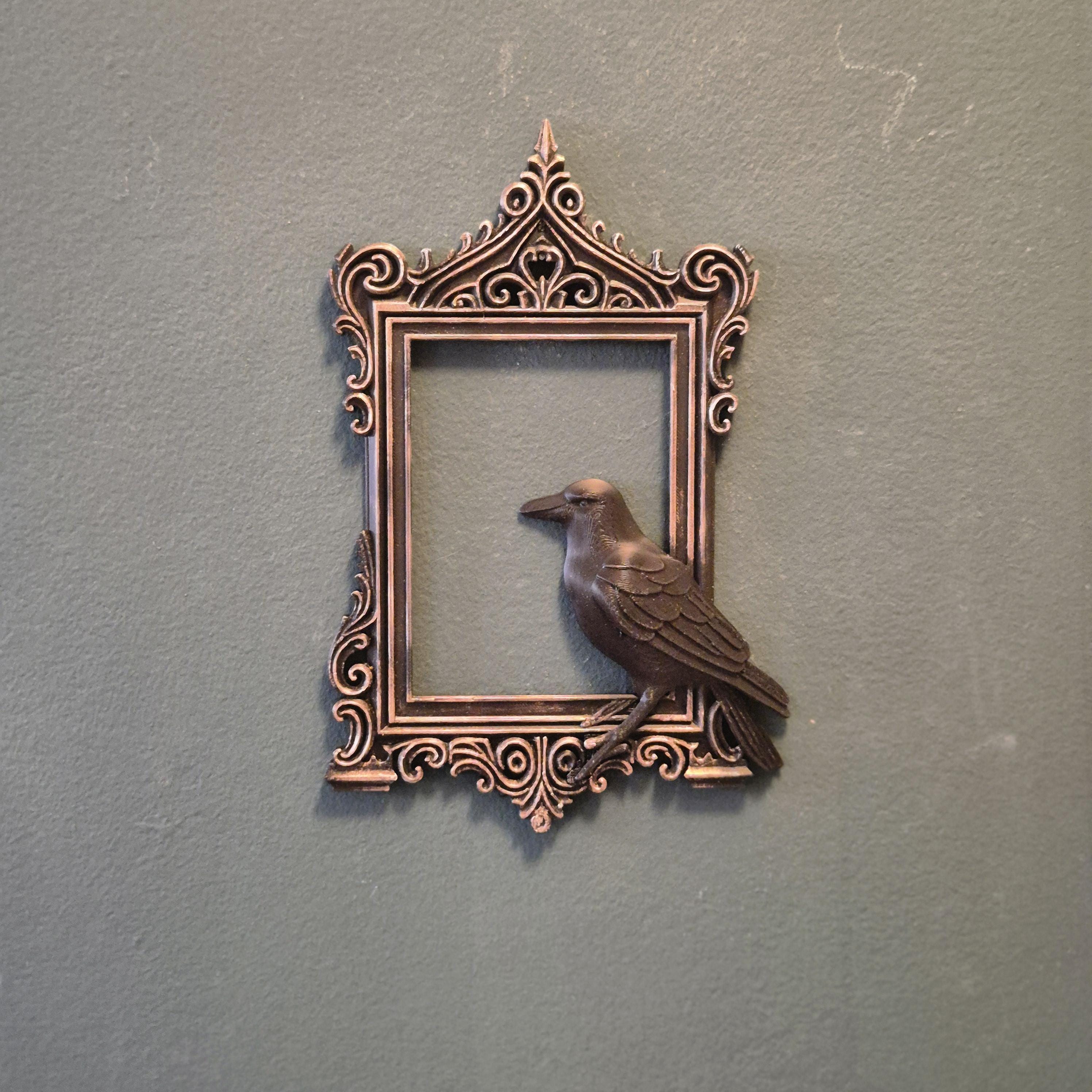 Raven Gothic Picture Frame | Crow Wall Decor | Dark Academia Frame | Halloween Bird Art | Occult Raven Home Decoration
