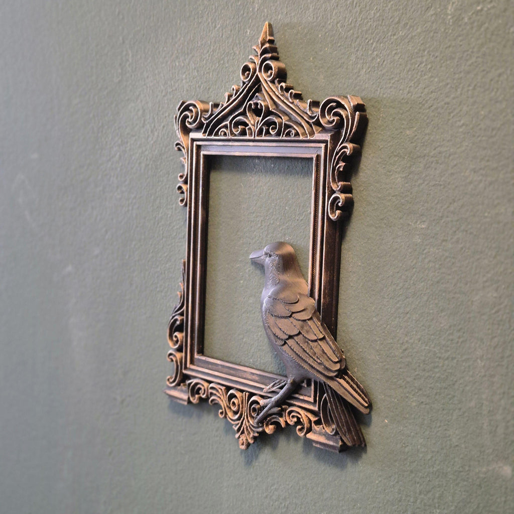 Raven Gothic Picture Frame | Crow Wall Decor | Dark Academia Frame | Halloween Bird Art | Occult Raven Home Decoration