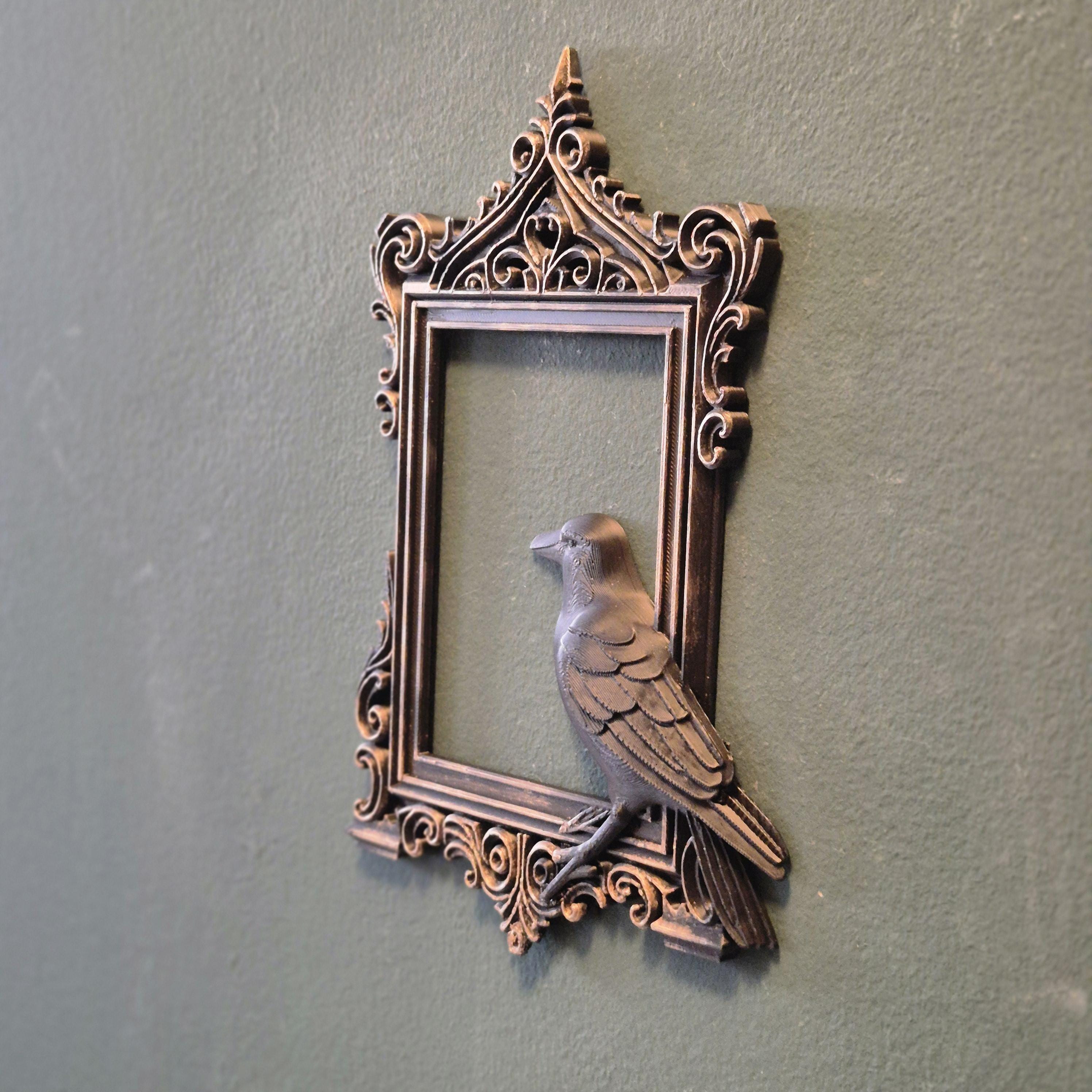 Raven Gothic Picture Frame | Crow Wall Decor | Dark Academia Frame | Halloween Bird Art | Occult Raven Home Decoration