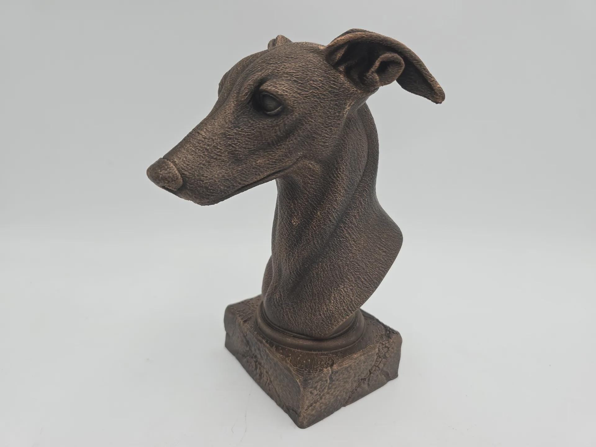 Bust of a whippet bust dog statue - home decor dog lover gift him her handpainted ornament
