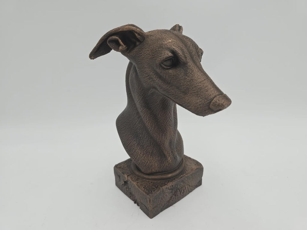 Büste einer Whippet-Büste, Hundestatue – Wohndeko, Hundeliebhaber, Geschenk für ihn oder sie, handbemaltes Ornament