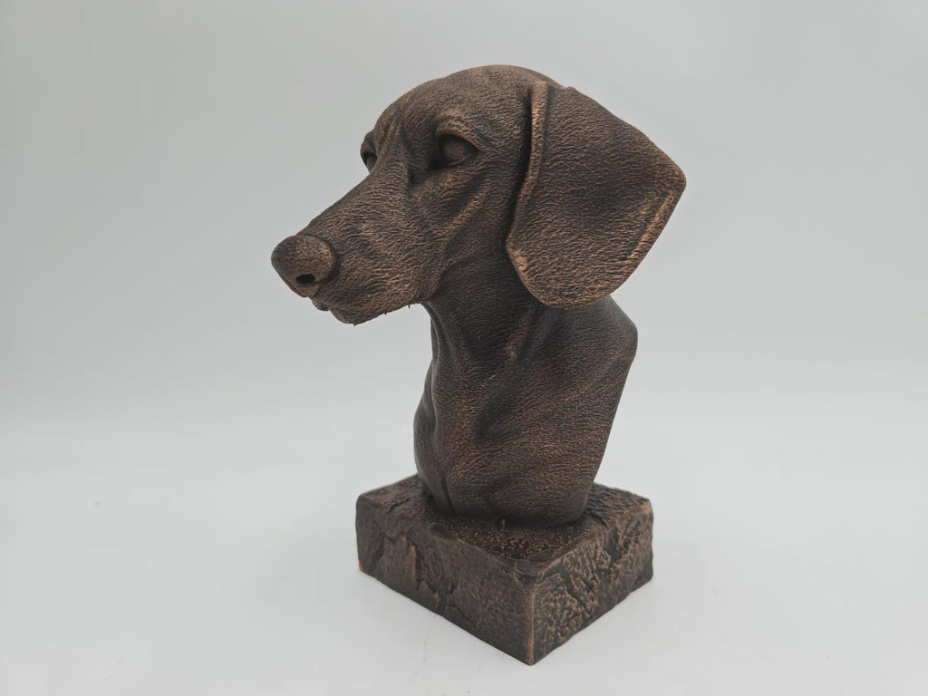 Bust of a long-haired dachshund dog statue - home decor dog lover hand-painted ornament