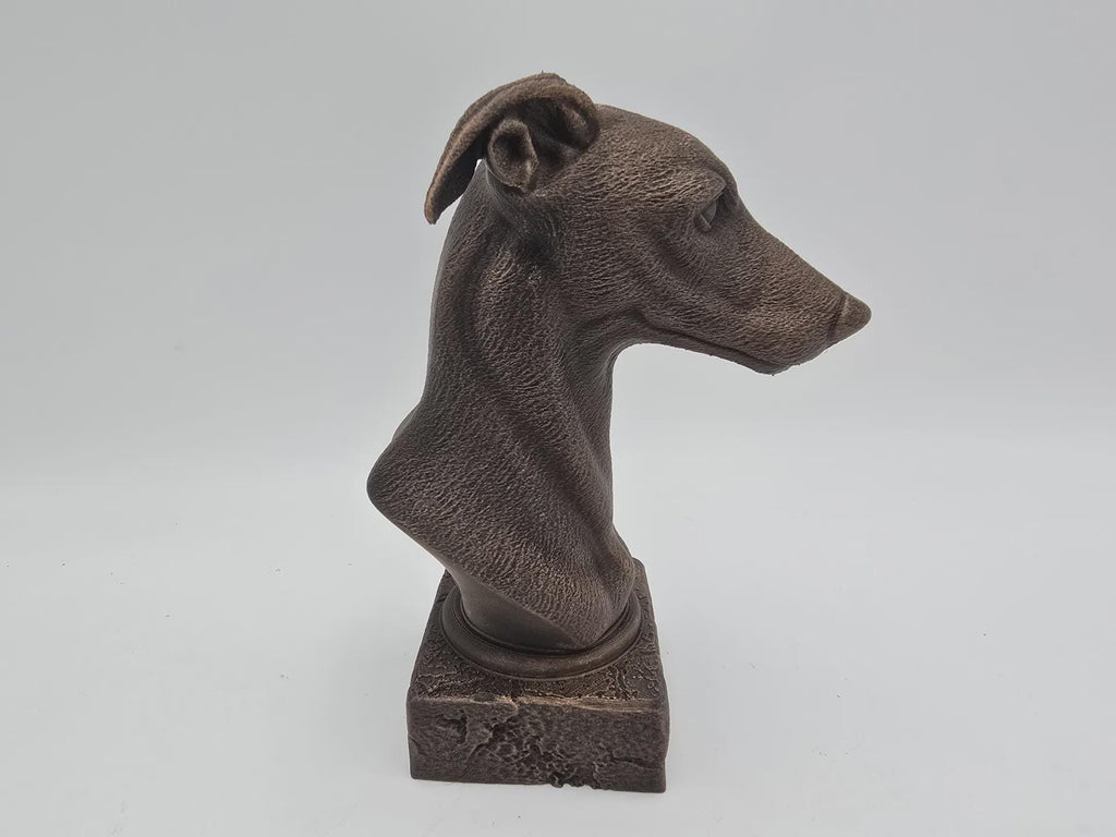 Büste einer Whippet-Büste, Hundestatue – Wohndeko, Hundeliebhaber, Geschenk für ihn oder sie, handbemaltes Ornament