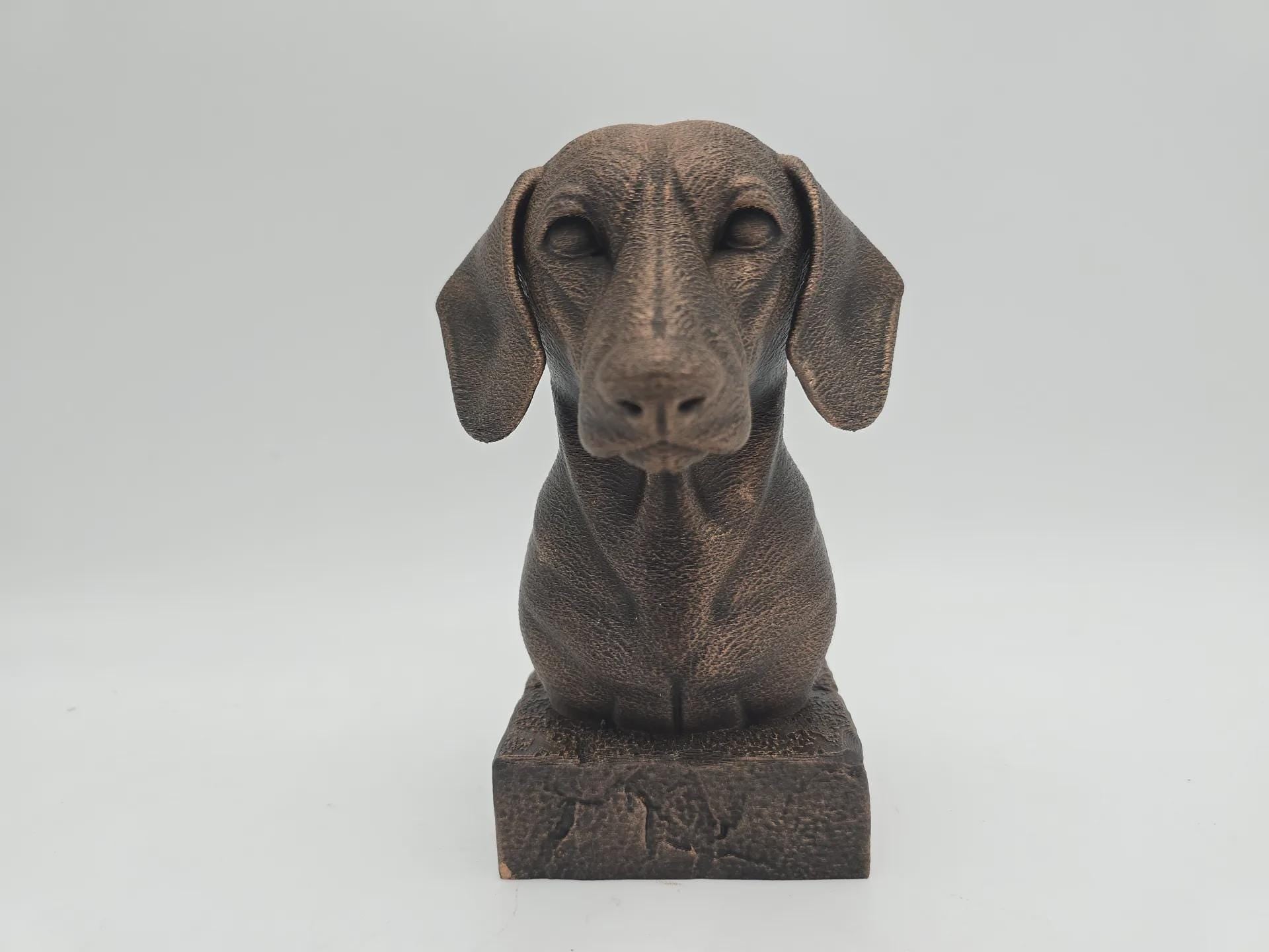 Bust of a long-haired dachshund dog statue - home decor dog lover hand-painted ornament